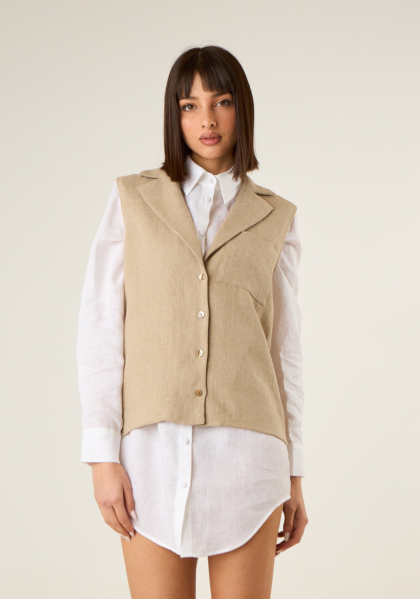 Gilet in tela di lino