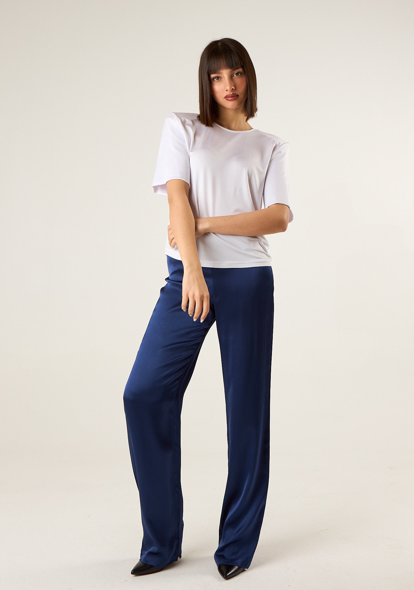 Pantalone dritto in raso