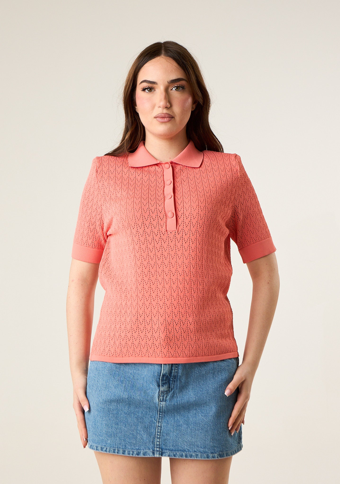 Polo in maglia traforata