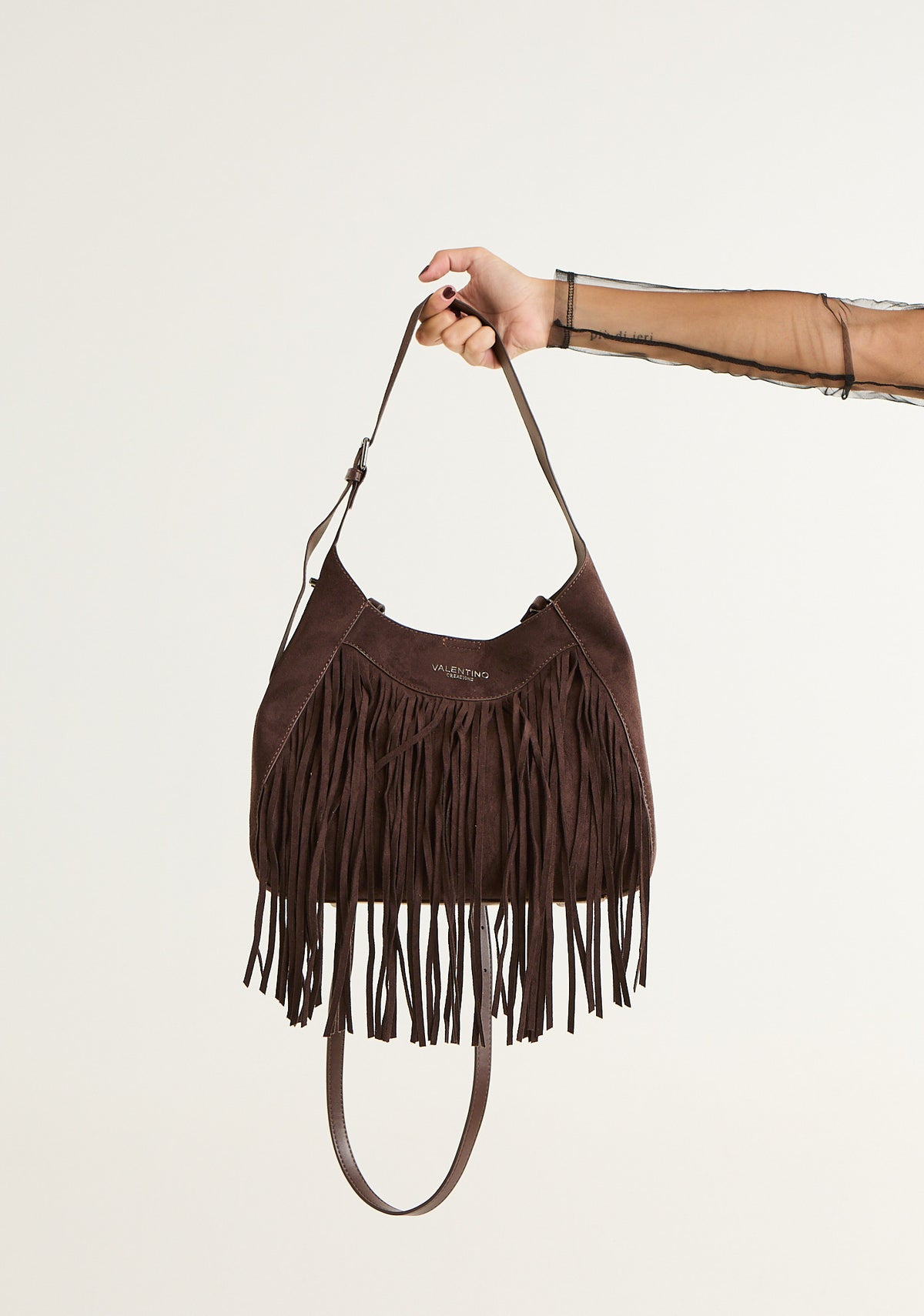 Borsa hobo con frange