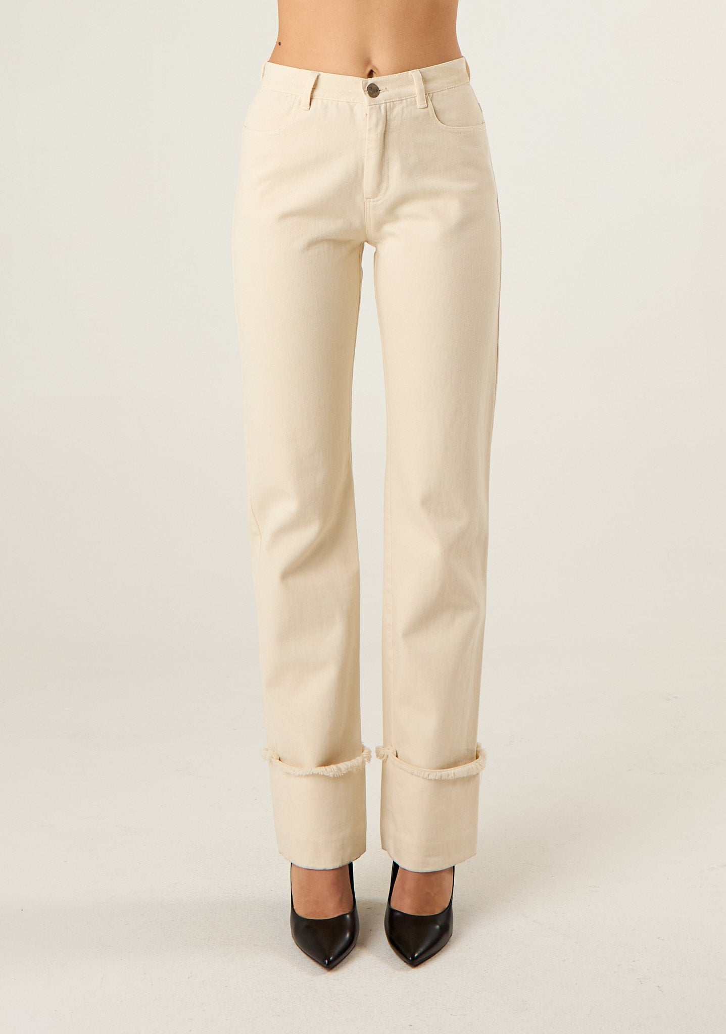 Jeans regular con ampio risvolto