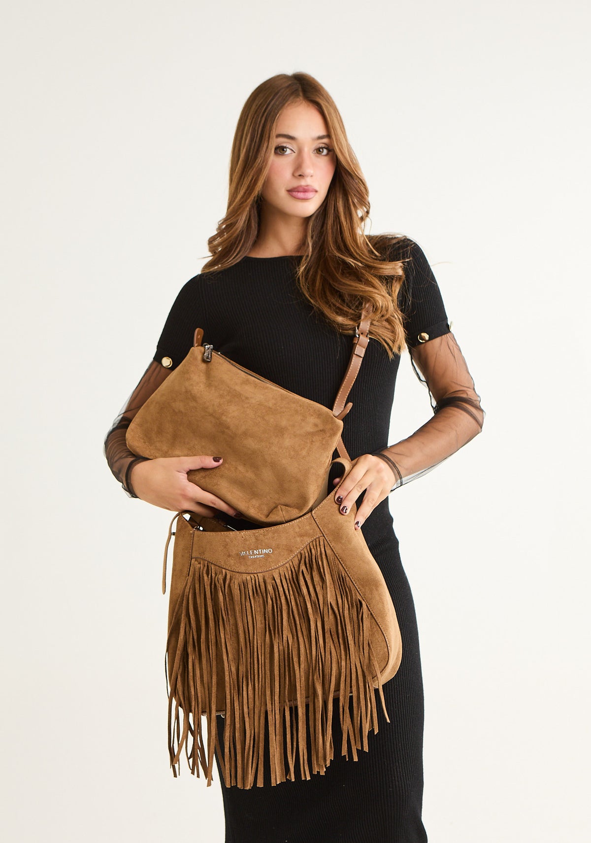 Borsa hobo con frange