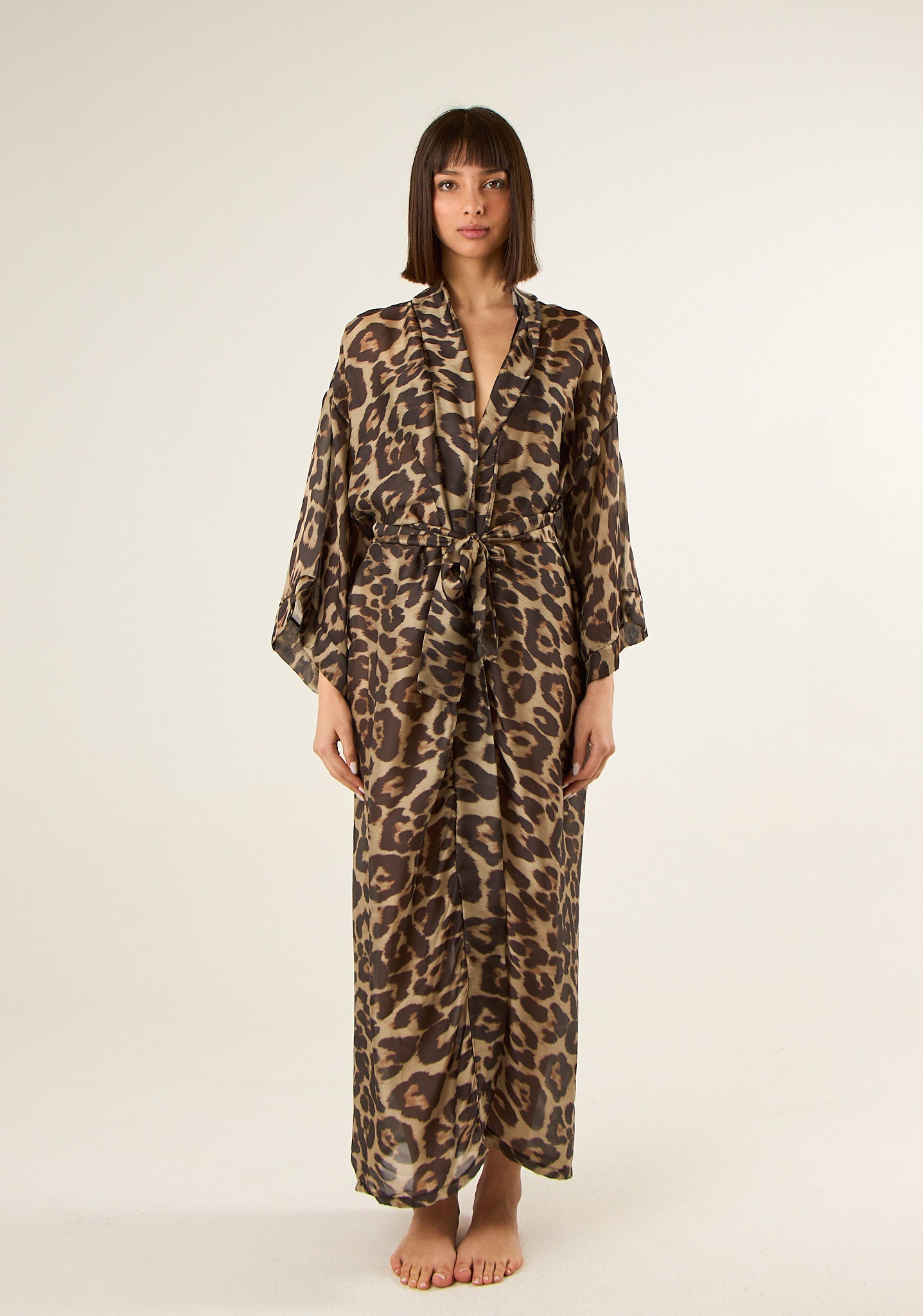 Kimono lungo in tessuto scivolato