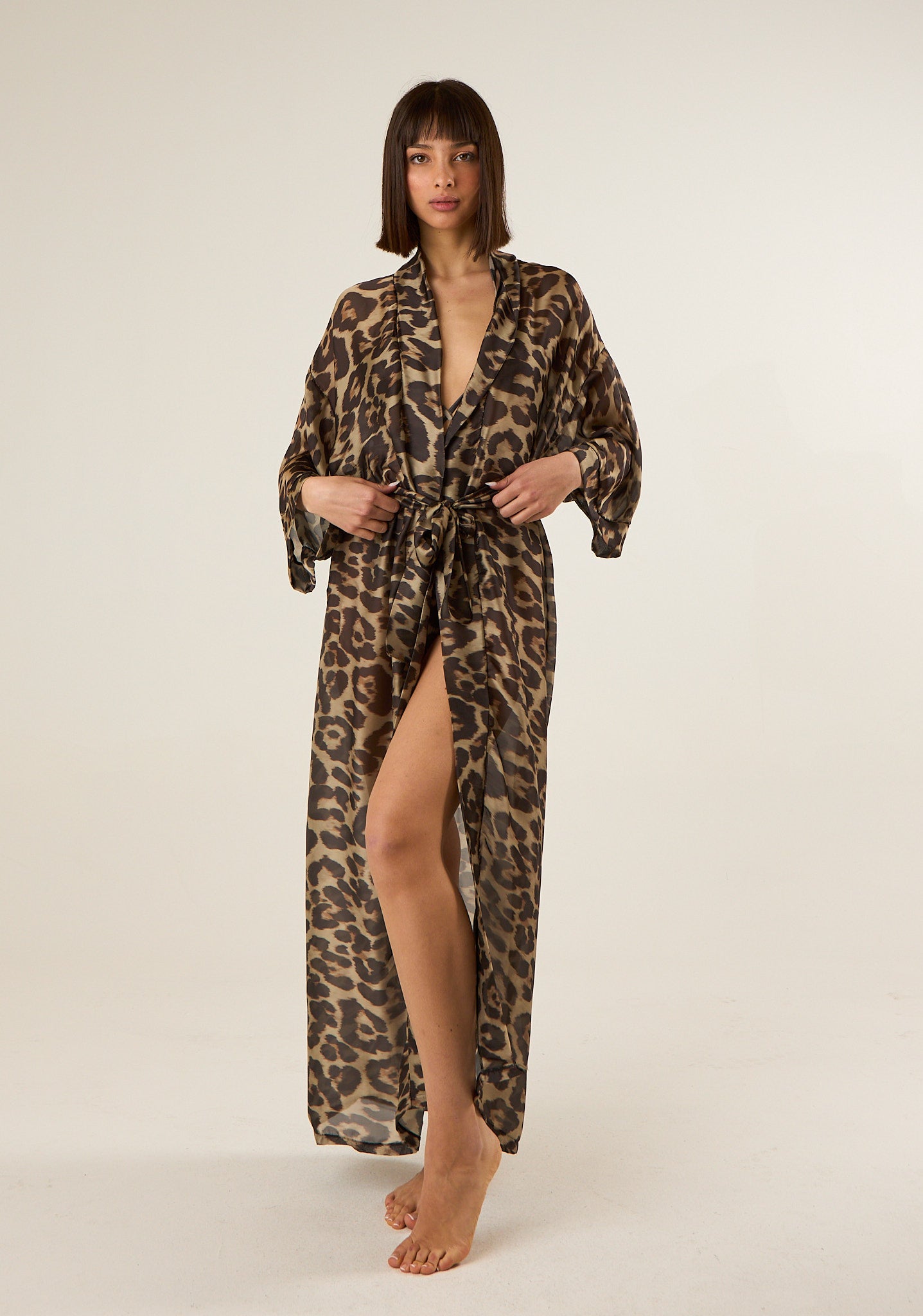 Kimono lungo in tessuto scivolato