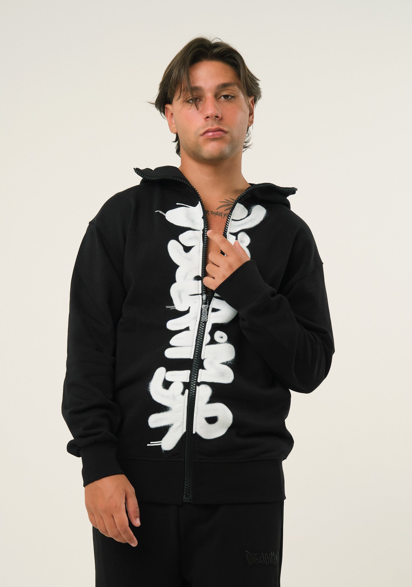 Felpa fullzip con stampa verticale