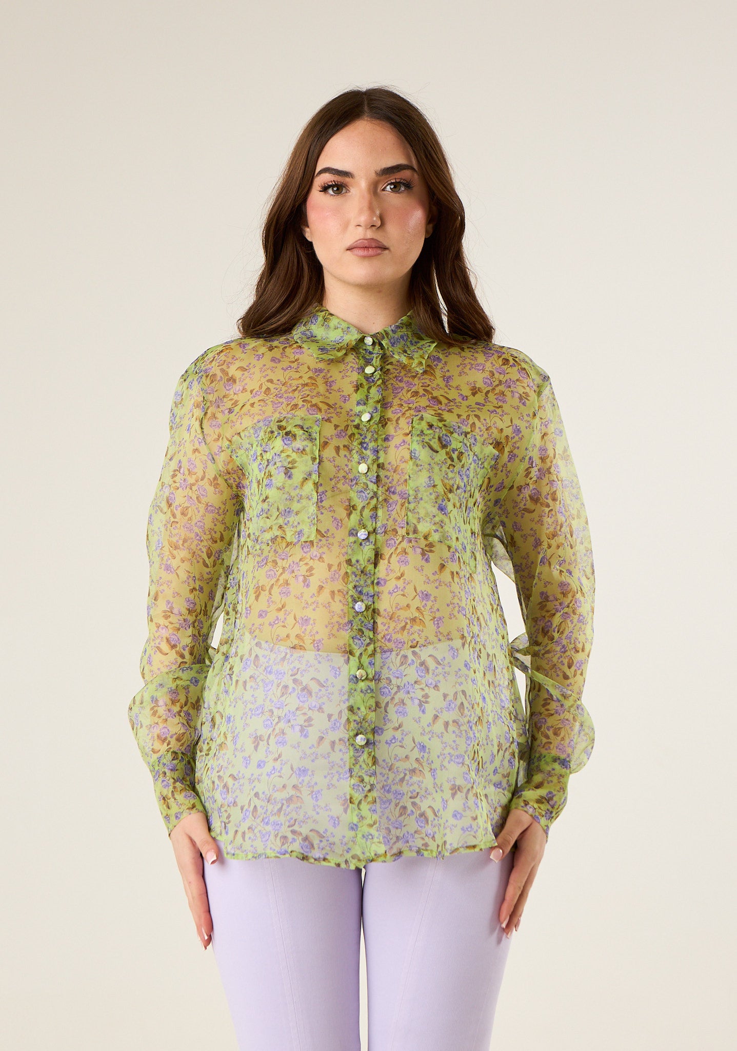 Camicia floreale in seta