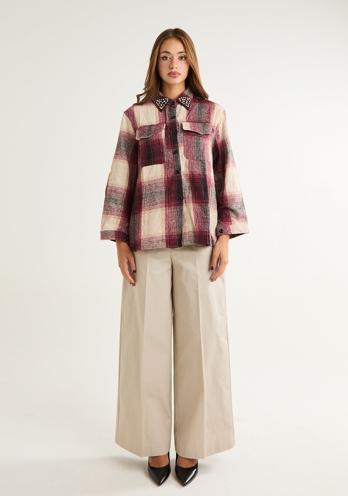 Camicia in flanella con applicazioni