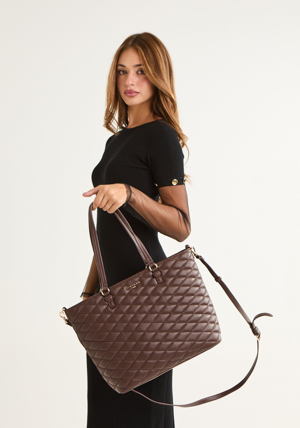 Borsa maxi shopper in matelasse'