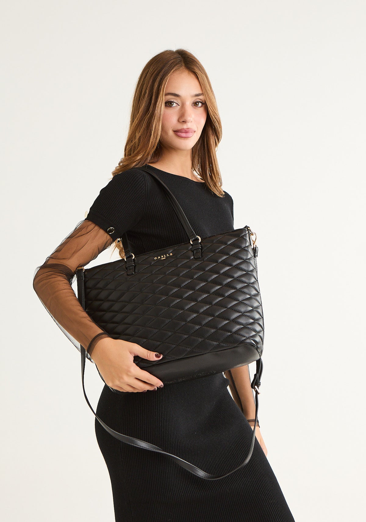 Borsa maxi shopper in matelasse'