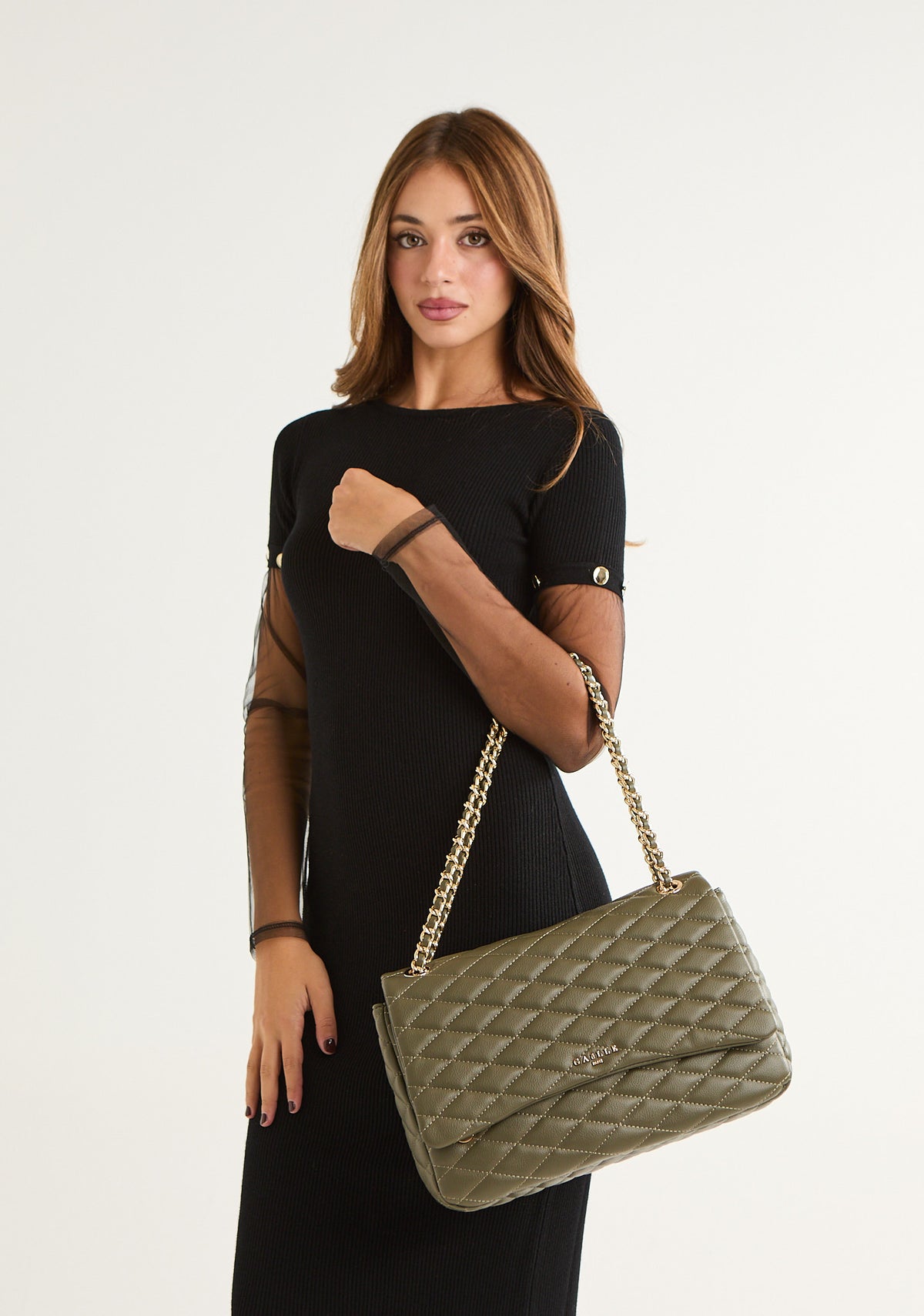Borsa maxi matelasse' con tracolla in catena