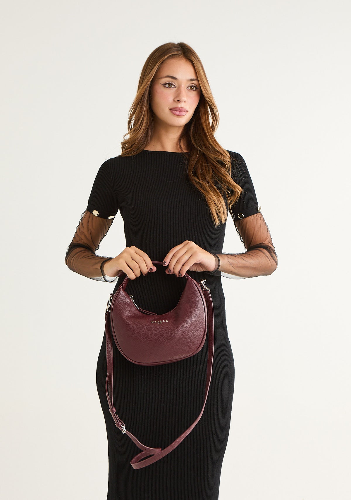 Borsa mini hobo in bottolato