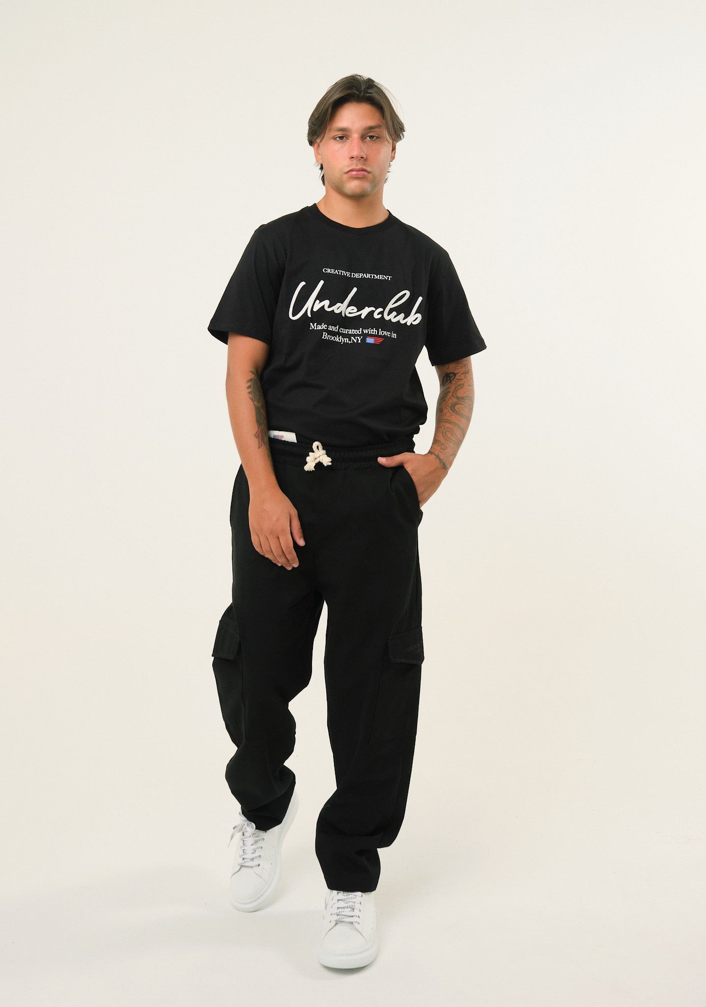 Pantalone cargo in gabardine