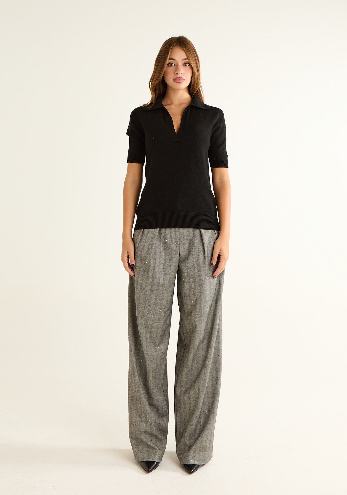 Maglia polo con scollo a v