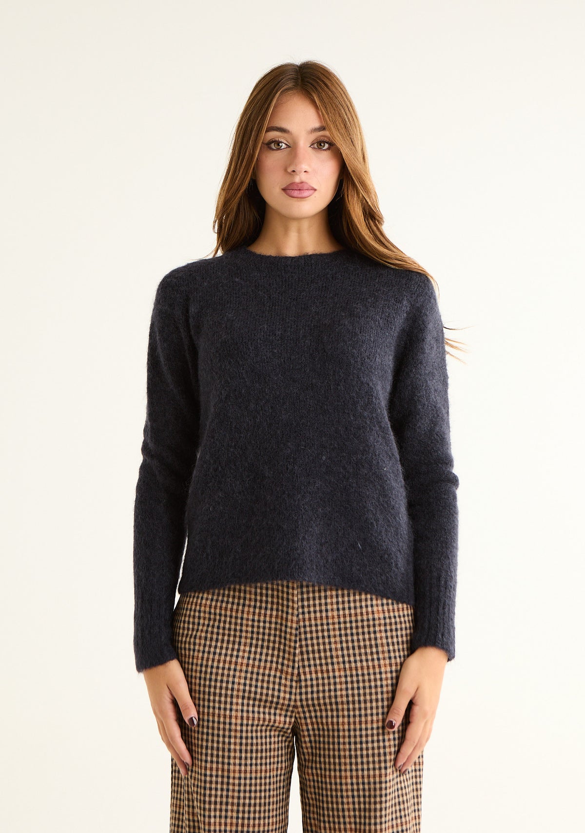 Maglia girocollo in misto mohair