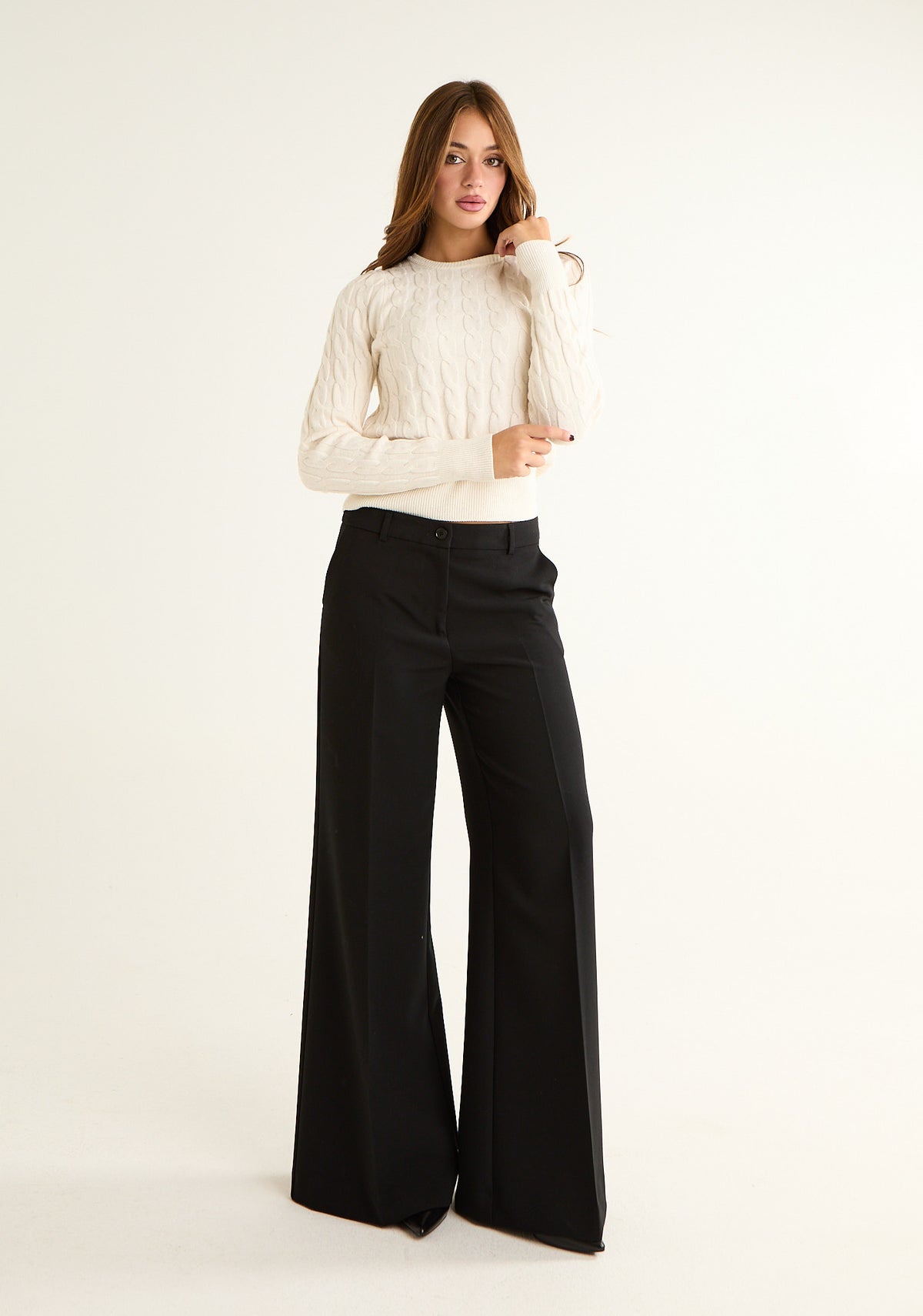 Pantalone palazzo in tessuto fluido