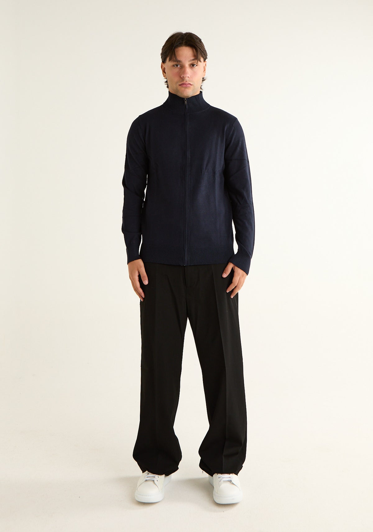 Maglia lupetto bicolore con zip