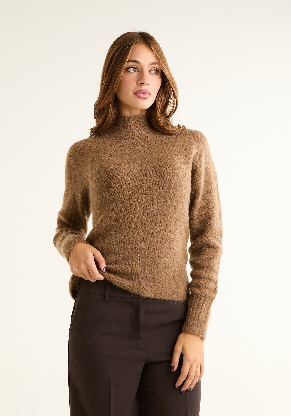 Maglia mezzo collo in misto mohair