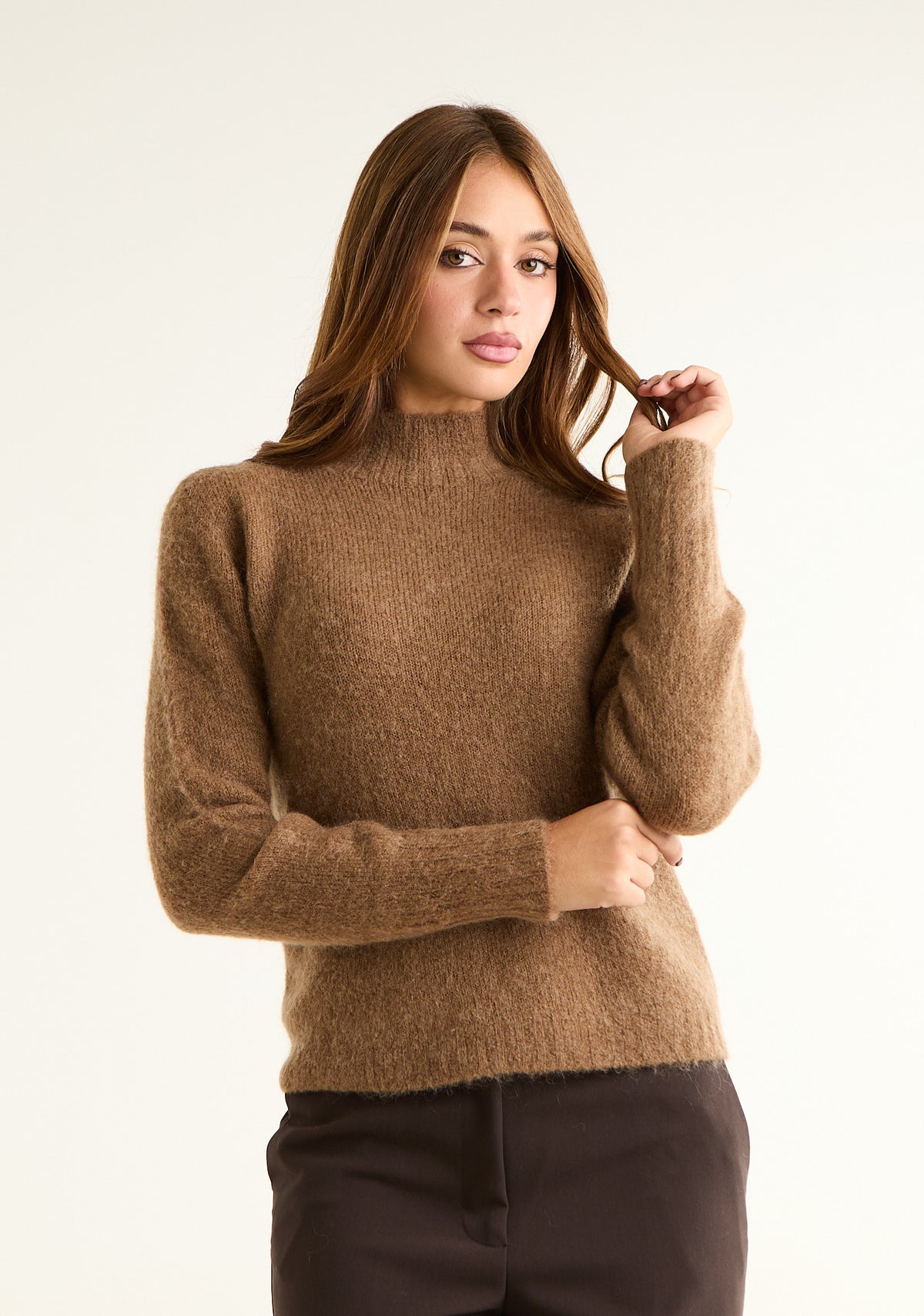Maglia mezzo collo in misto mohair