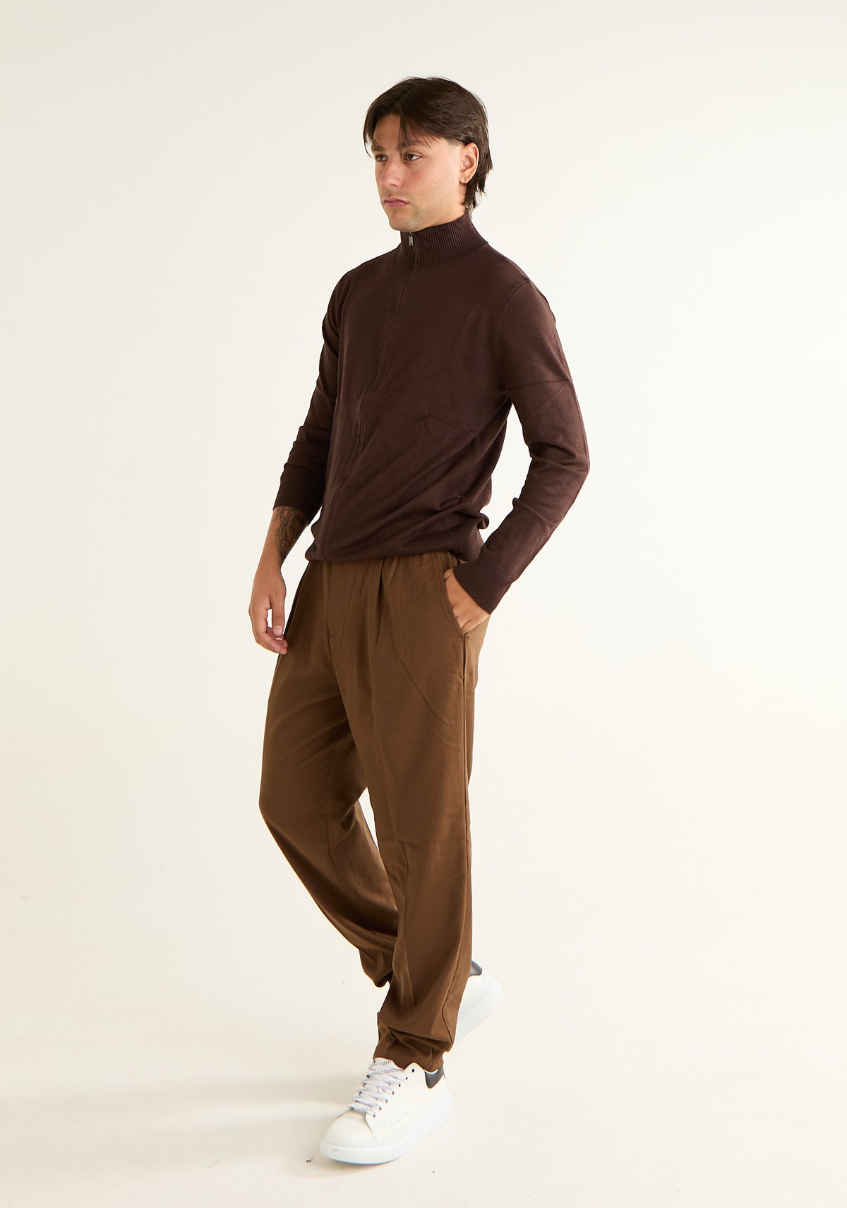 Maglia lupetto bicolore con zip