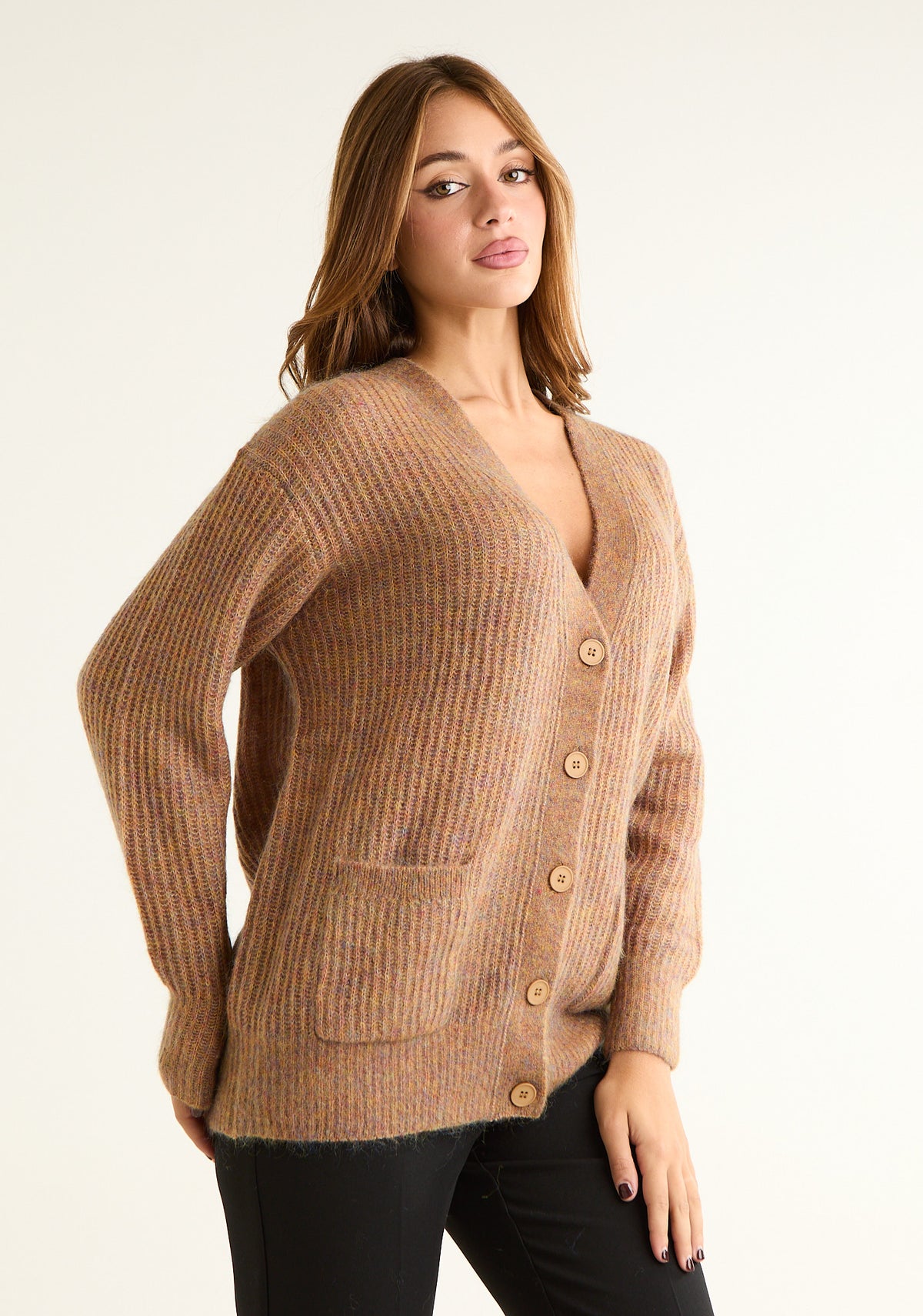 Cardigan comfy in misto lana