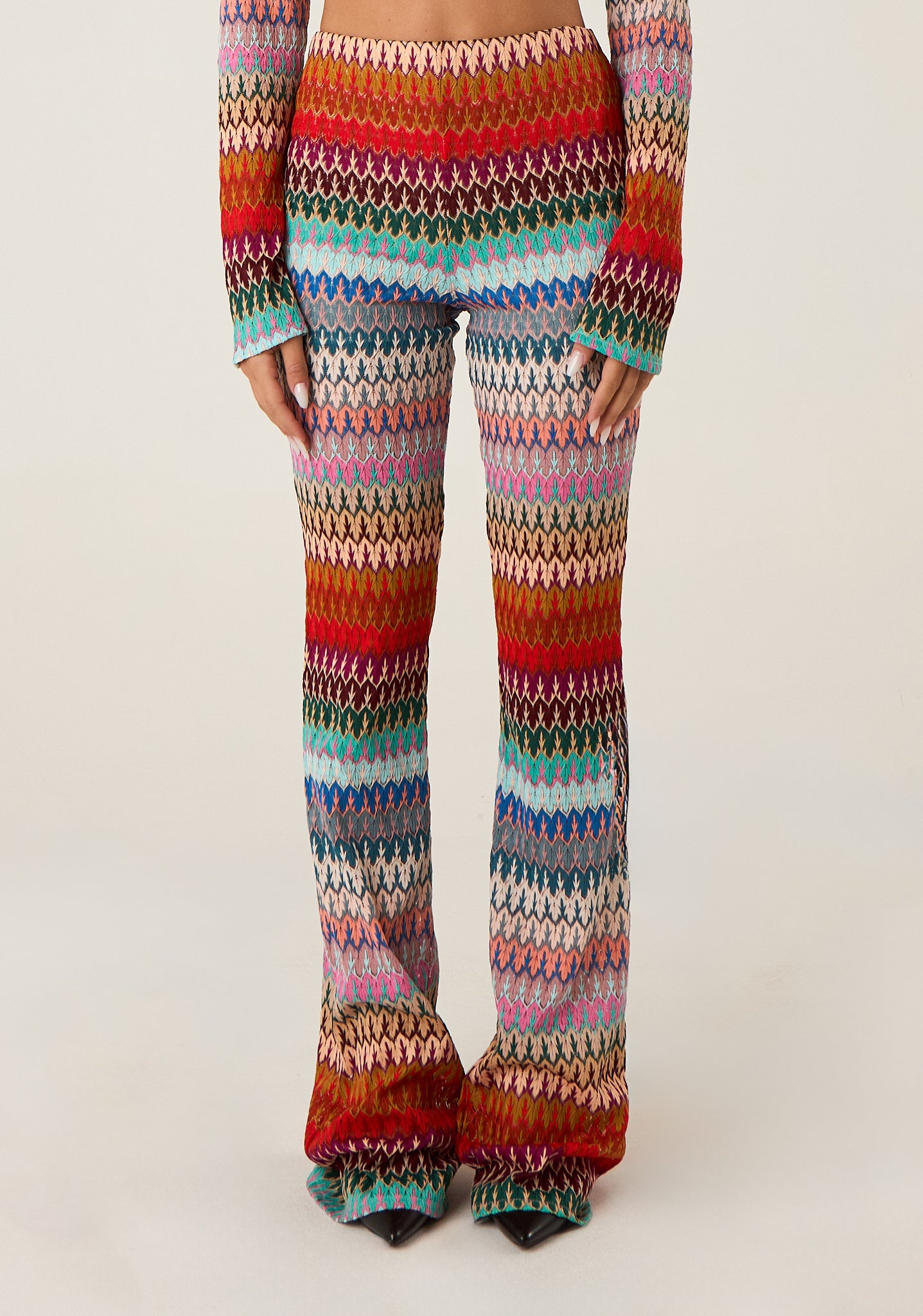 Pantalone a zampa in maglia