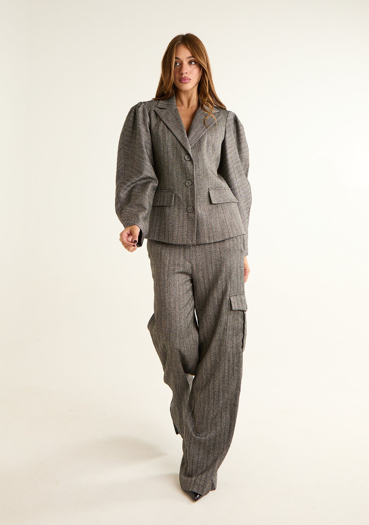 Pantalone cargo in tessuto spigato