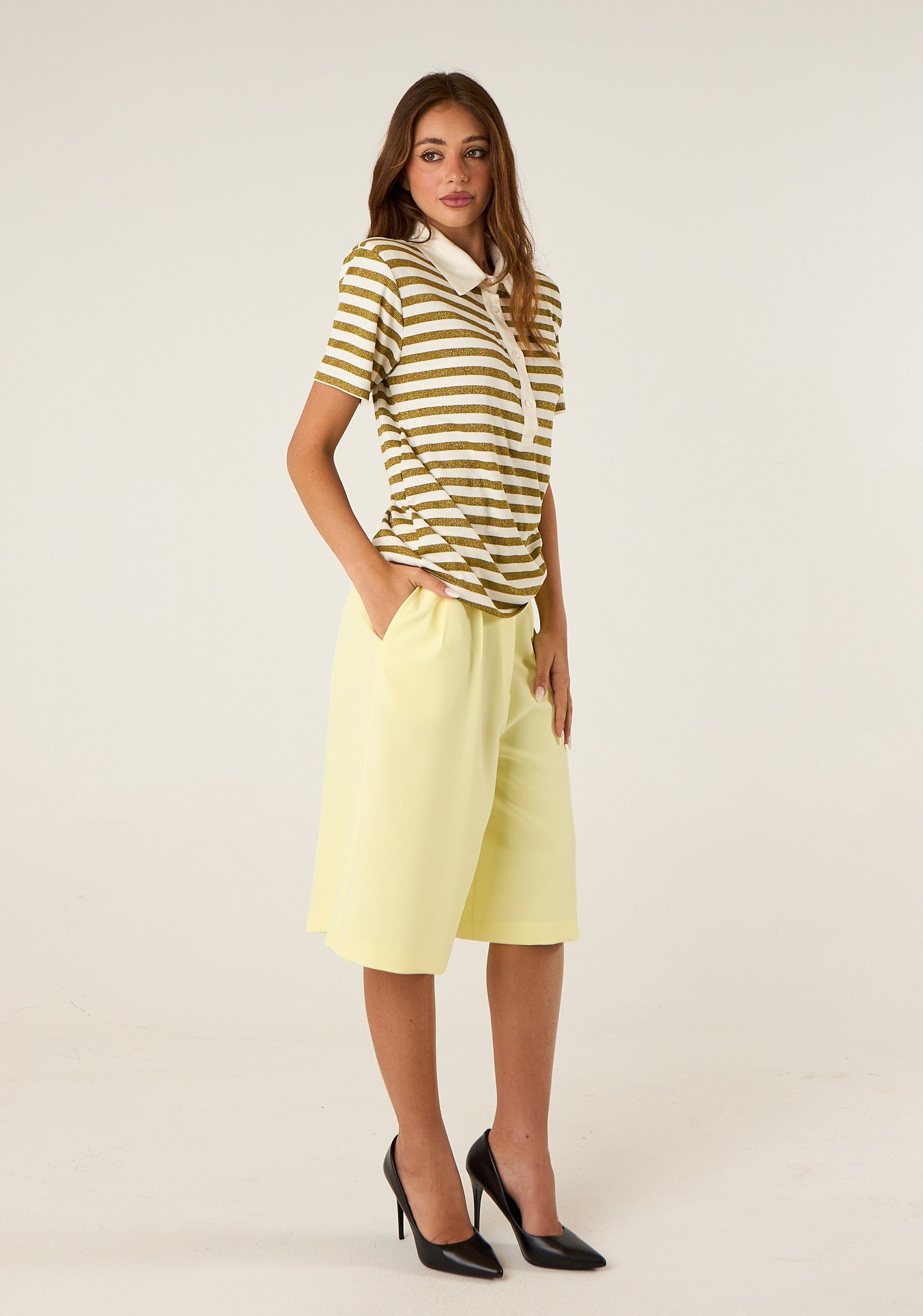 Polo a righe lurex