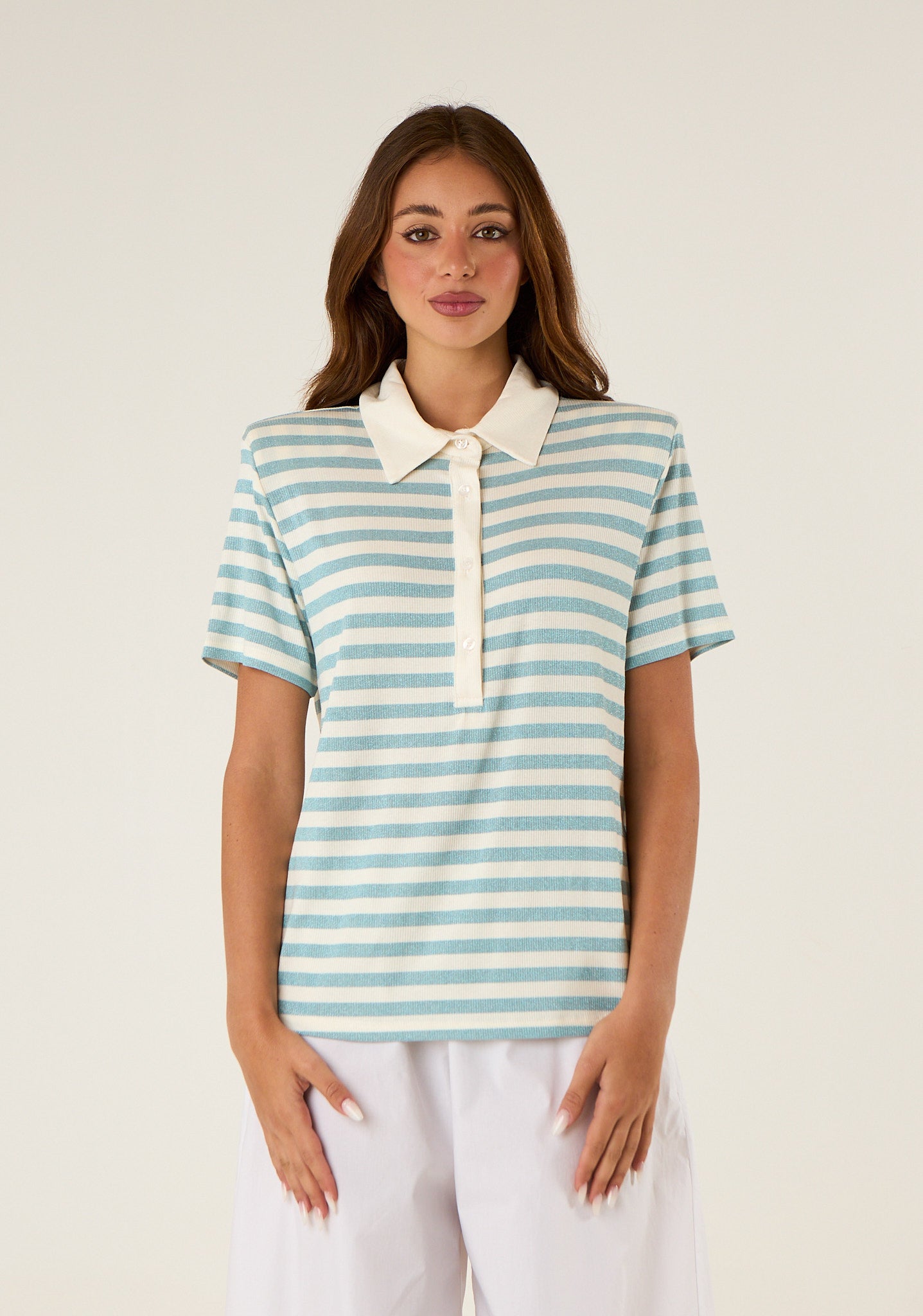 Polo a righe lurex