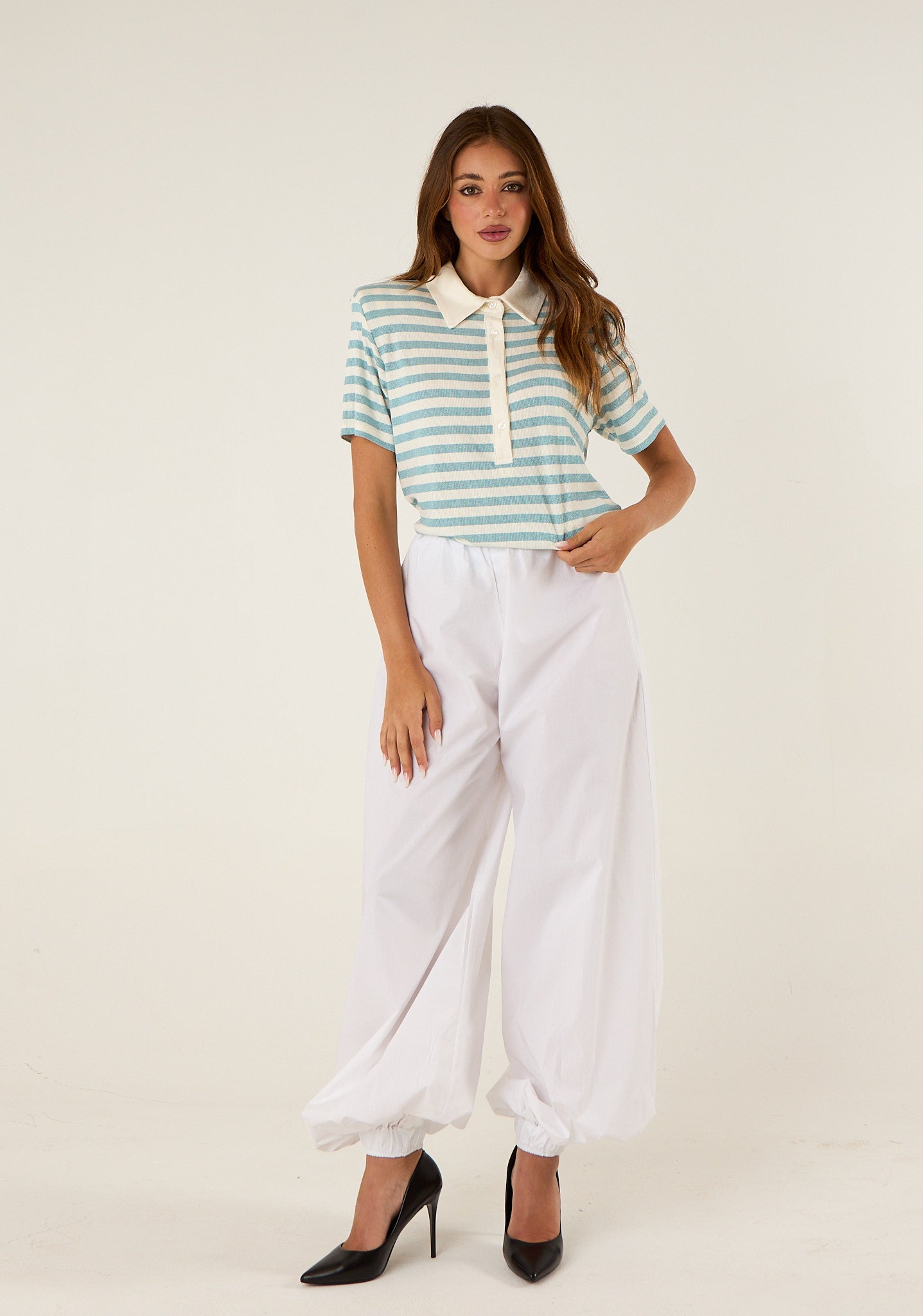 Polo a righe lurex