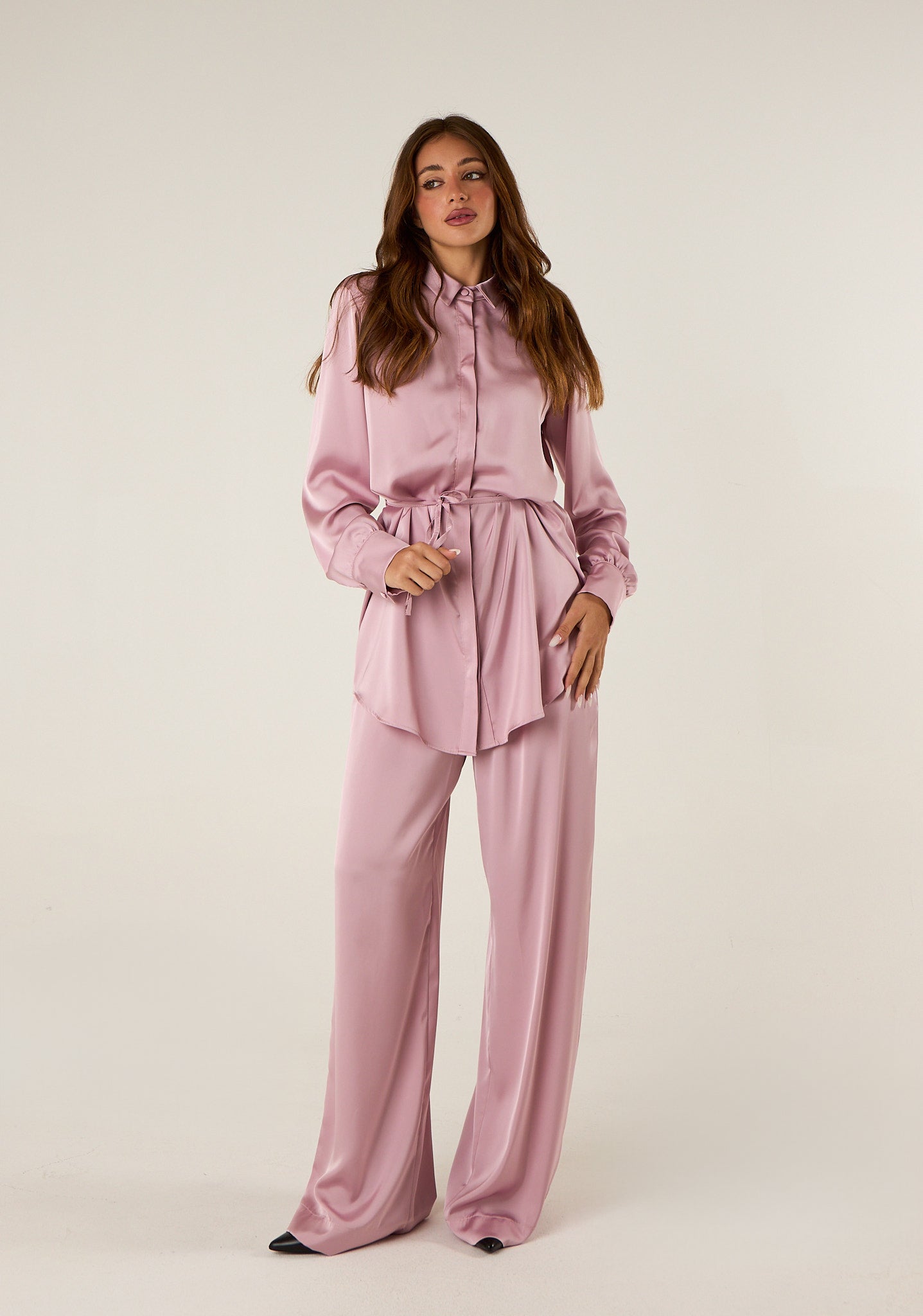 Camicia lunga con cintura coordinata