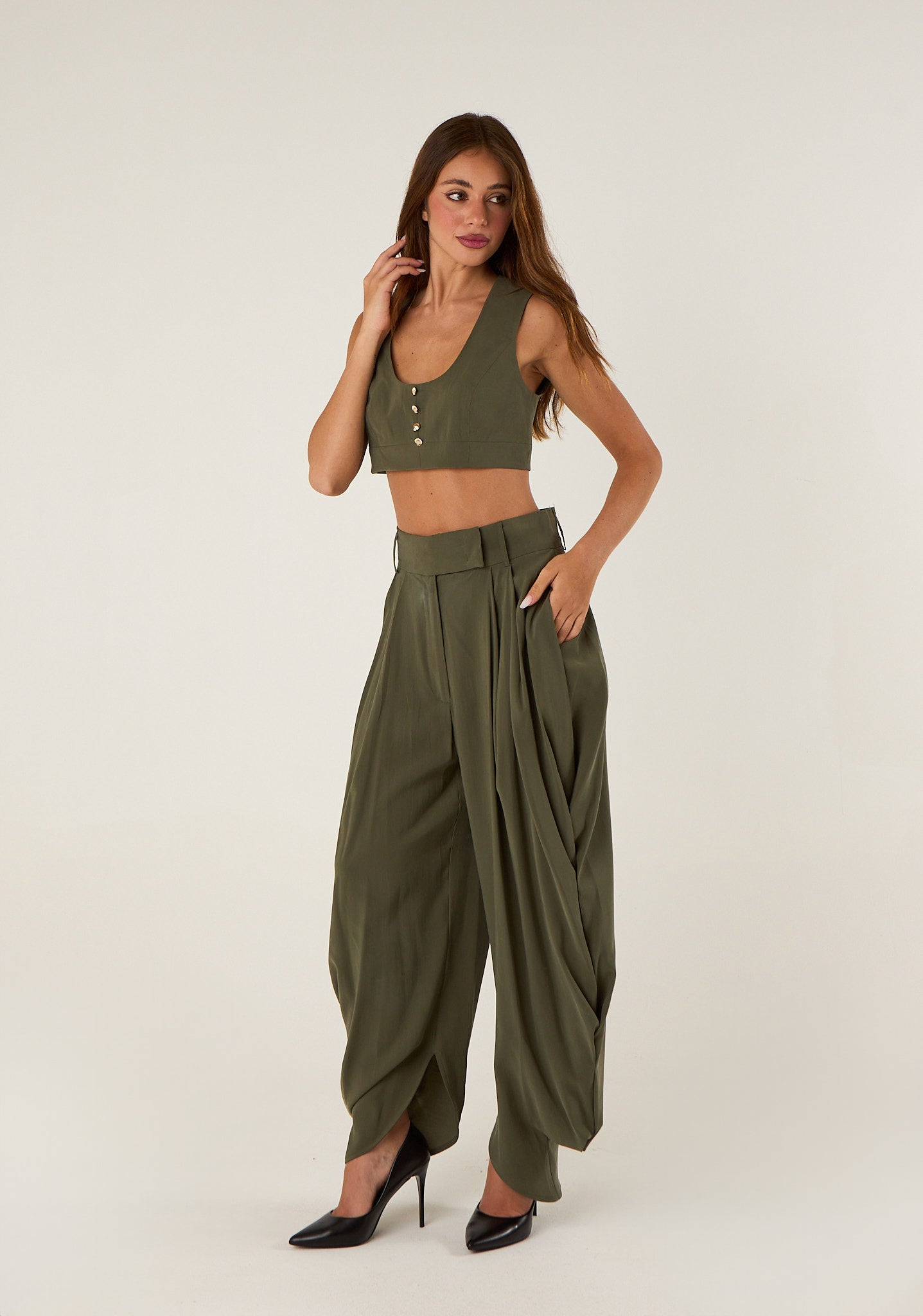 Pantalone harem drappeggiato