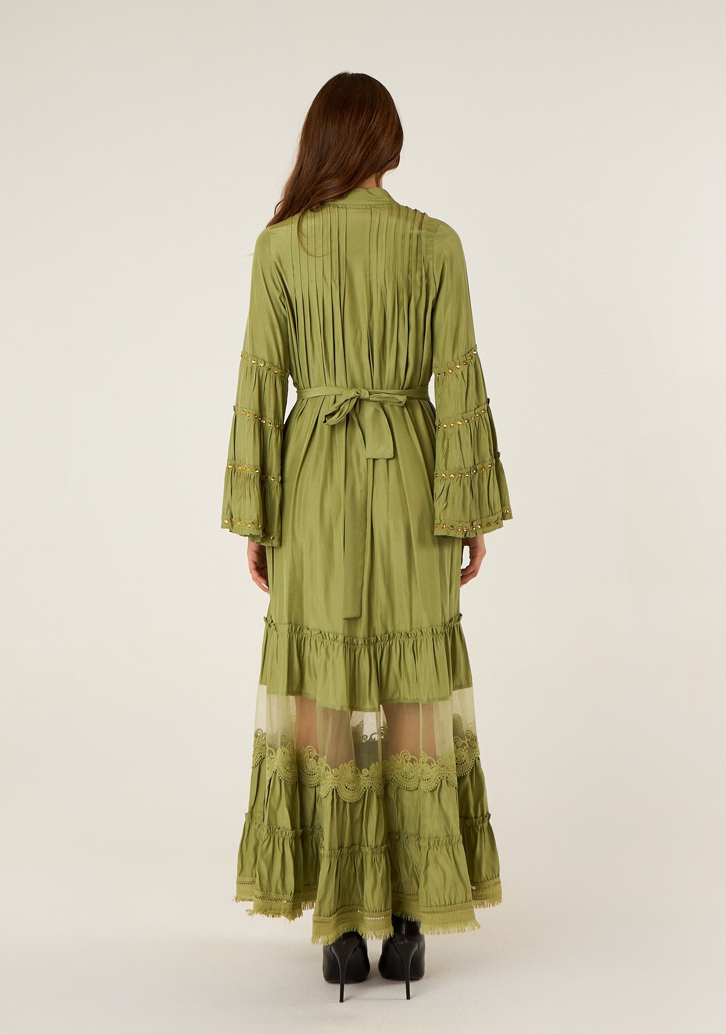 Abito maxi con trasparenza