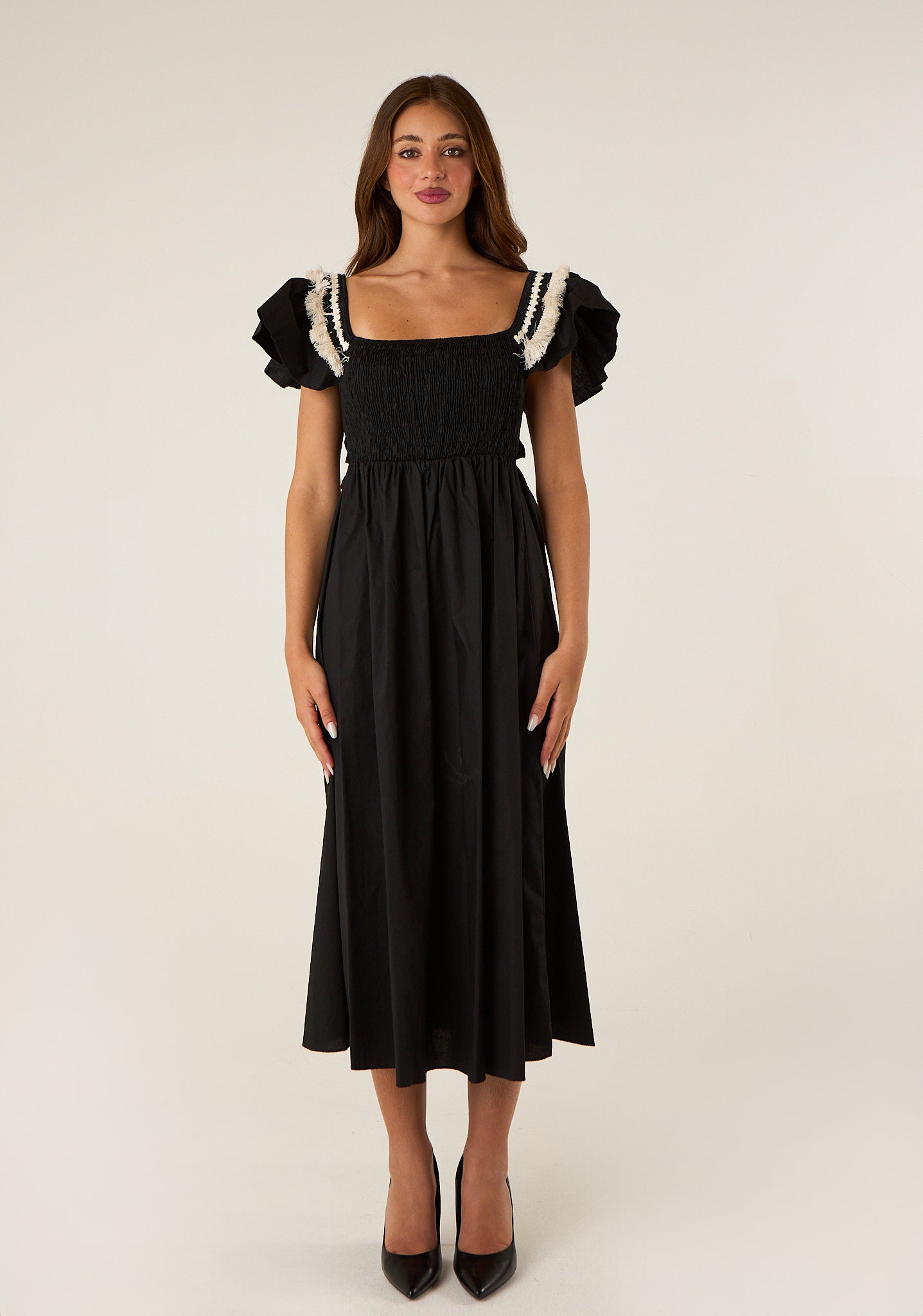 Abito lungo con punto smock