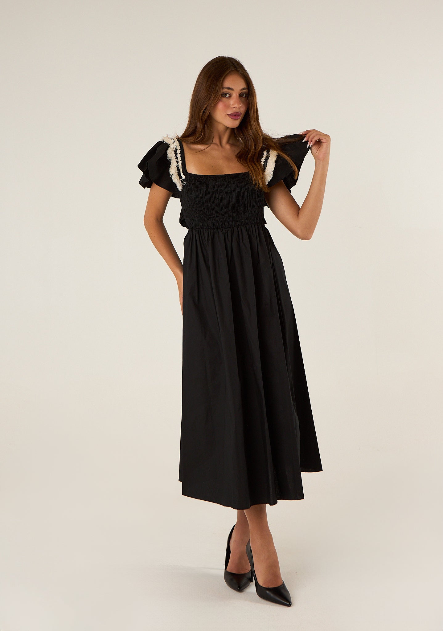 Abito lungo con punto smock