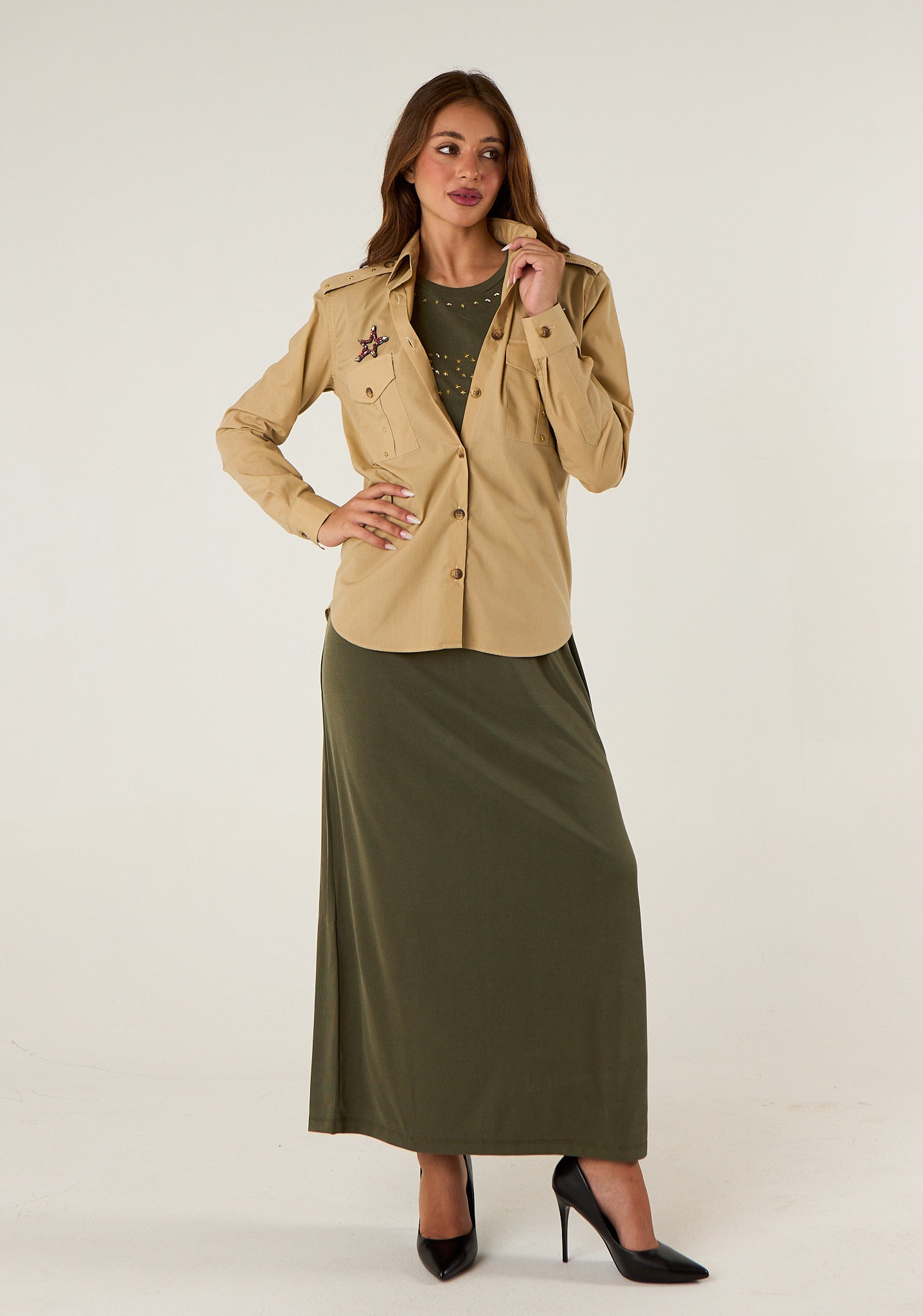 Camicia con applicazioni military