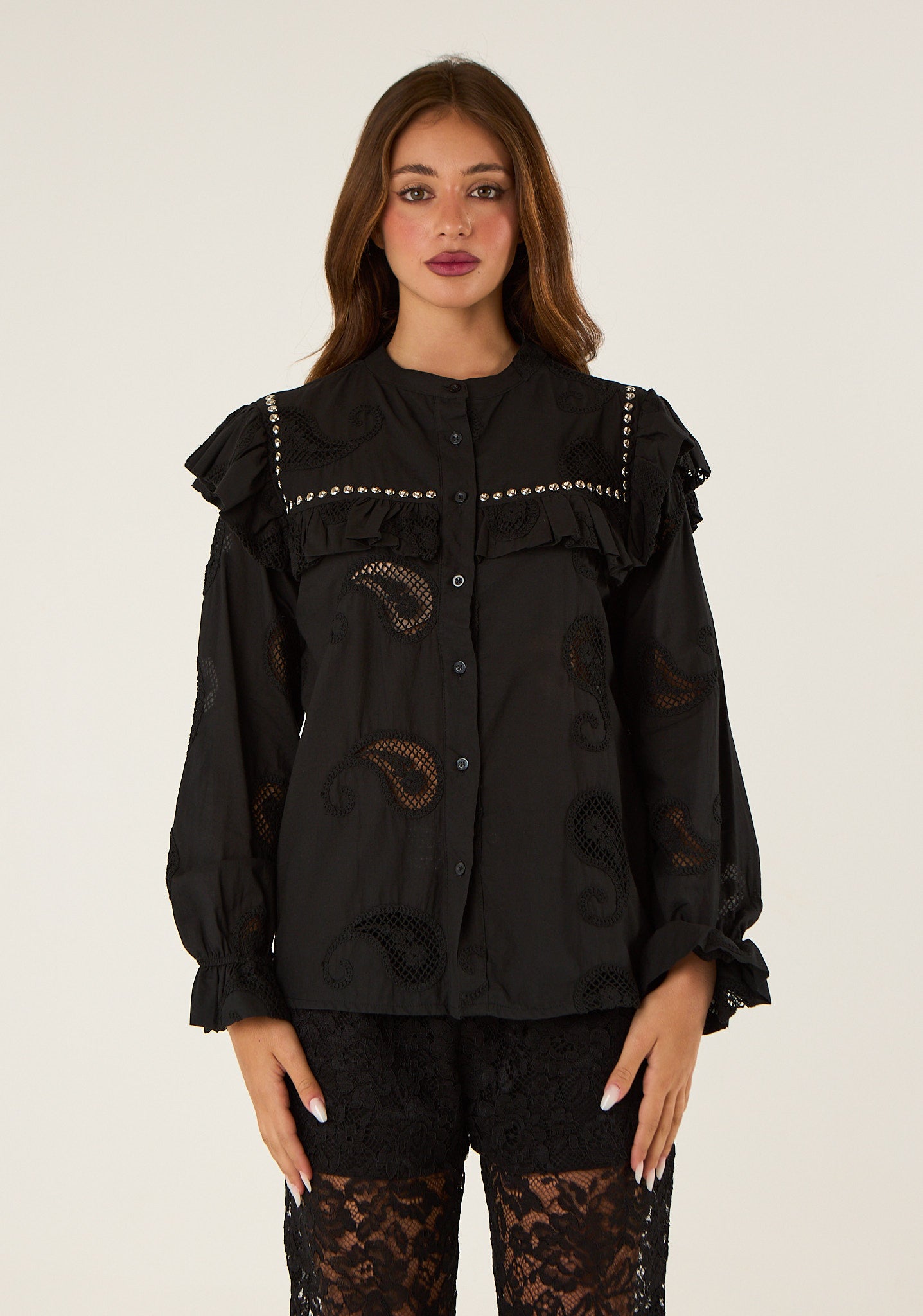 Camicia in cotone traforato