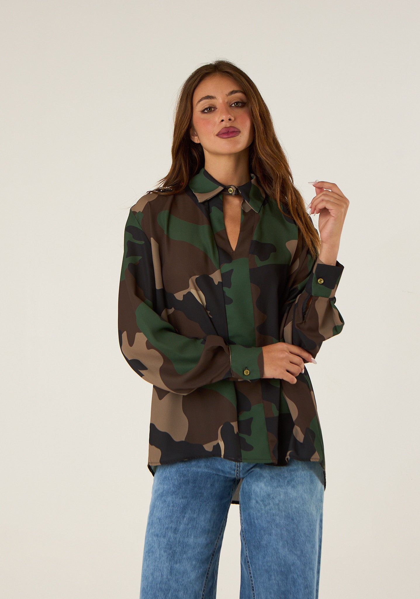 Camicia in georgette stampata