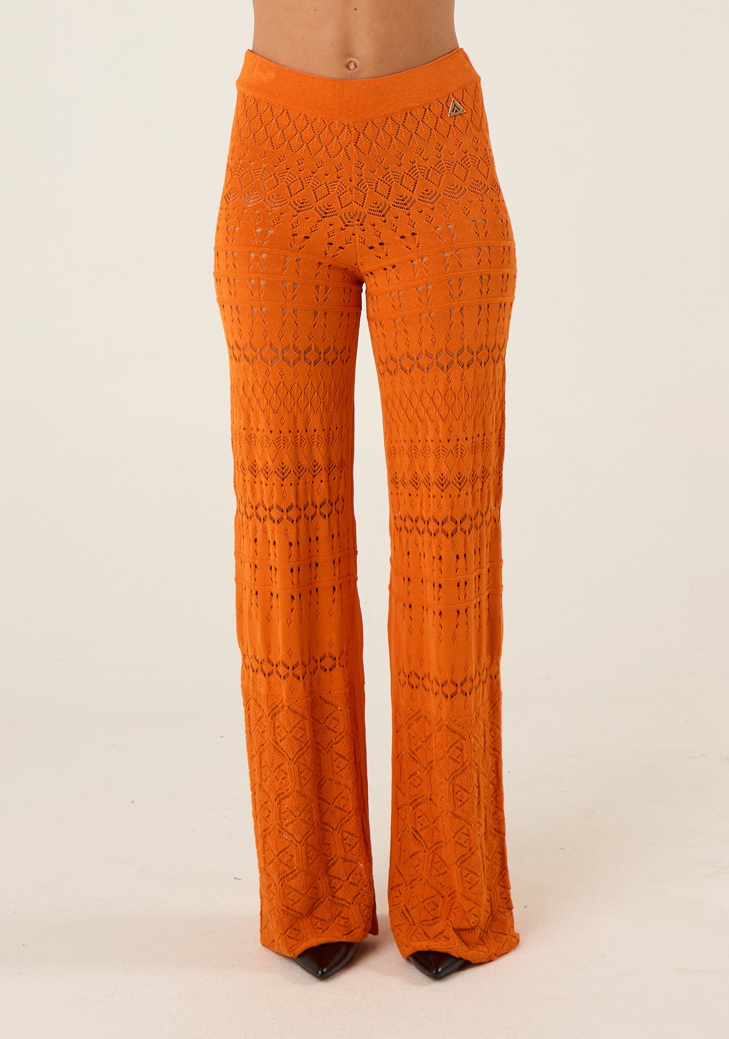 Pantalone palazzo in maglia lavorata