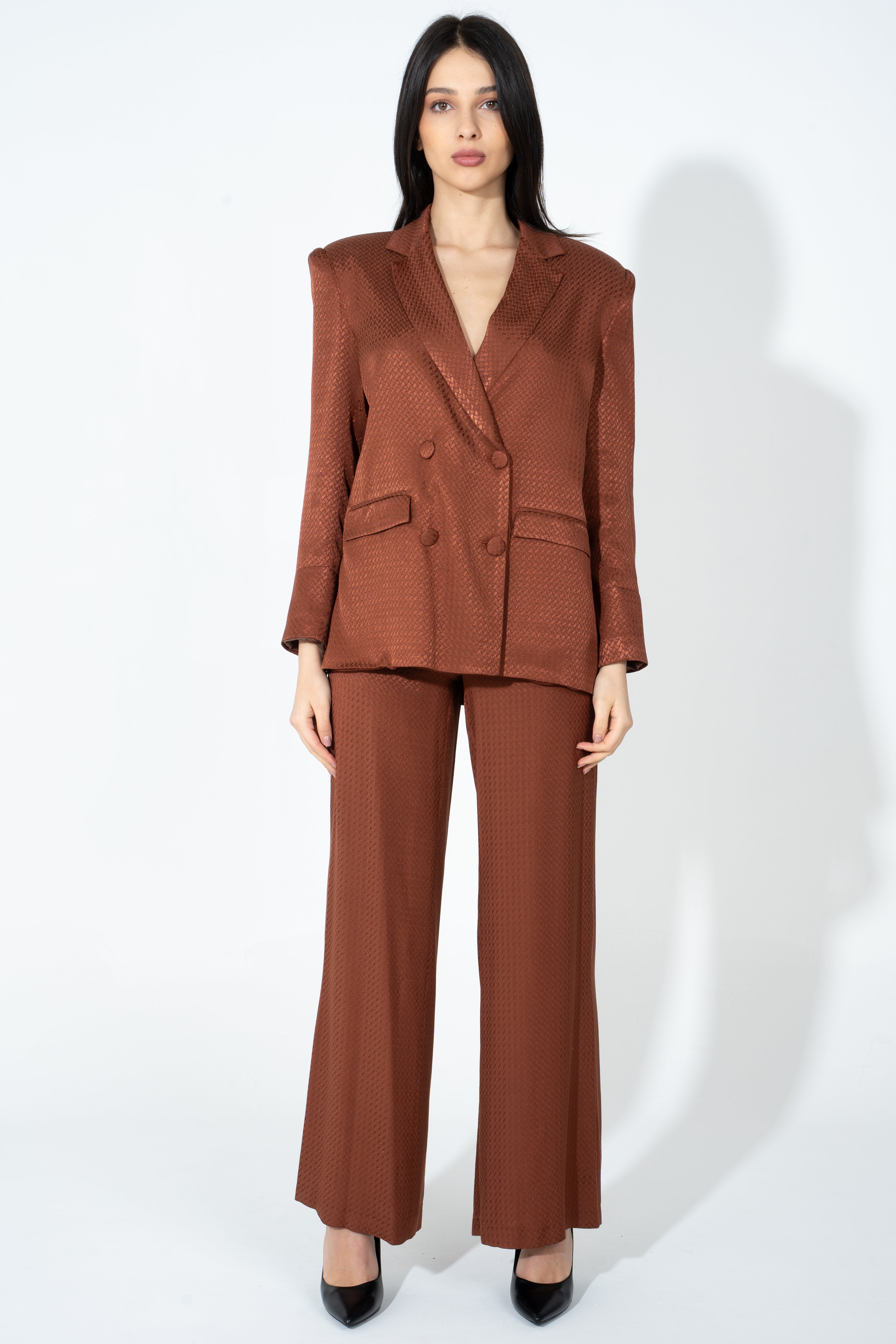 Giacca doppiopetto a tessuto lucido