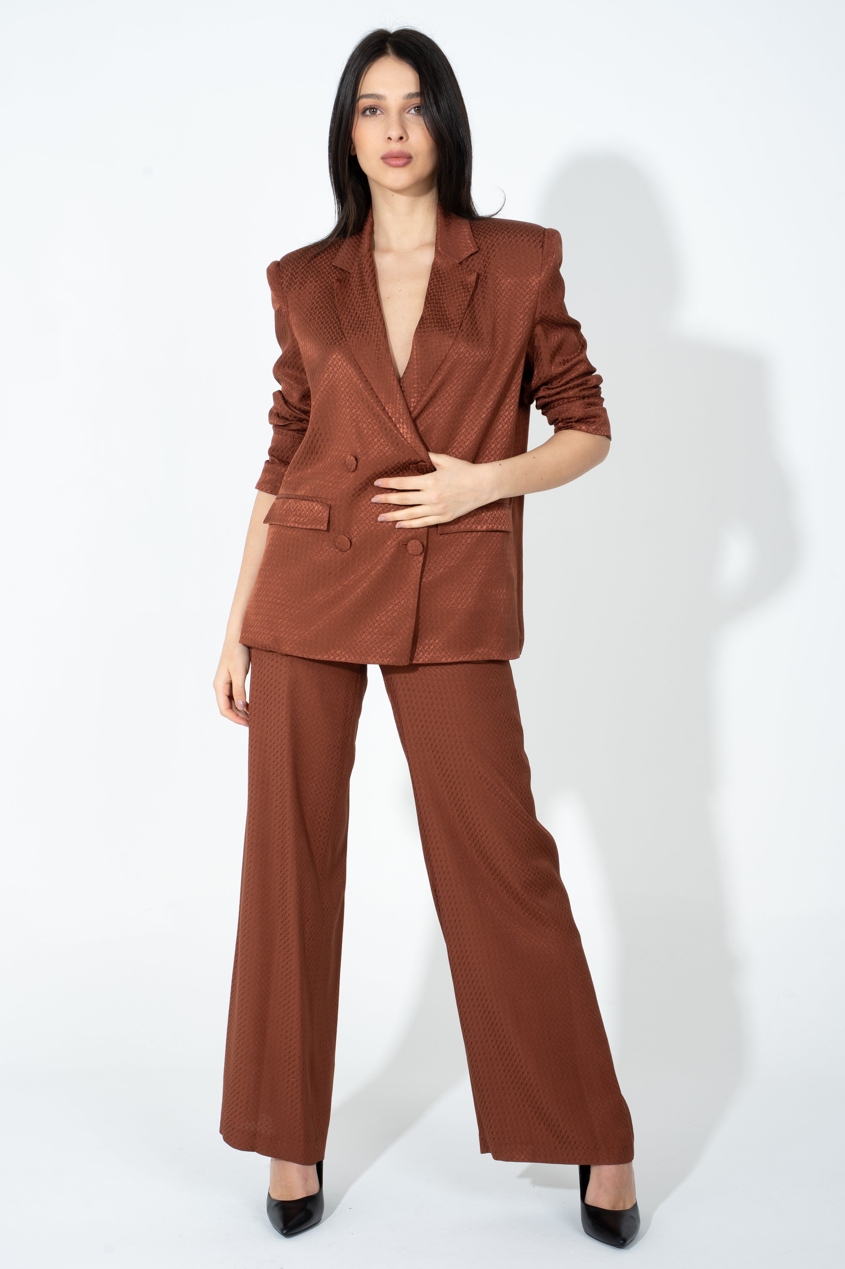 Giacca doppiopetto a tessuto lucido