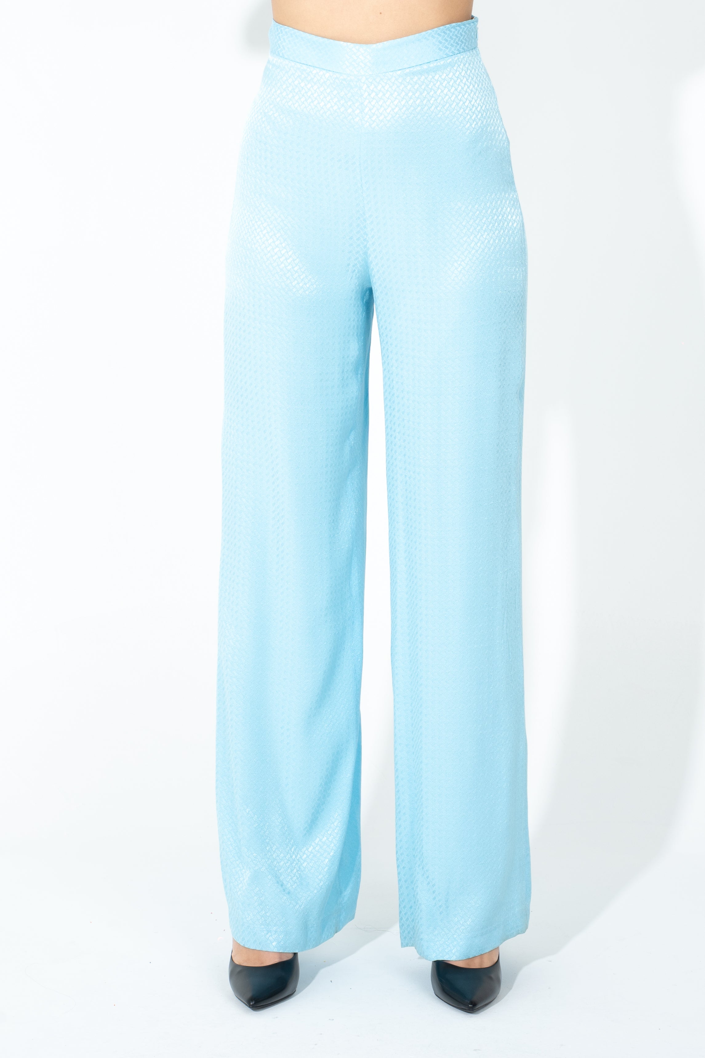 Pantalone palazzo a tessuto lucido