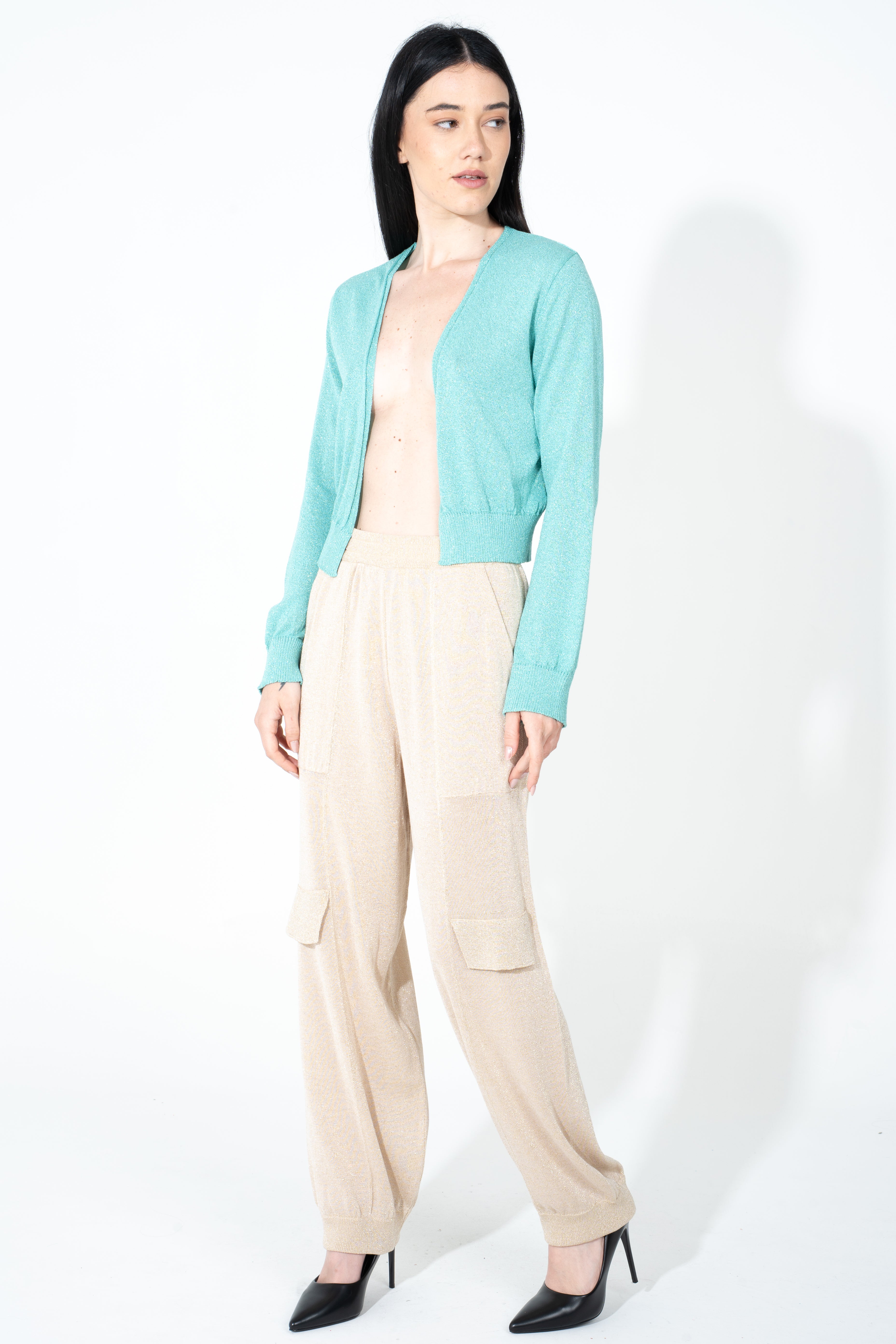Coprispalle in maglia lurex