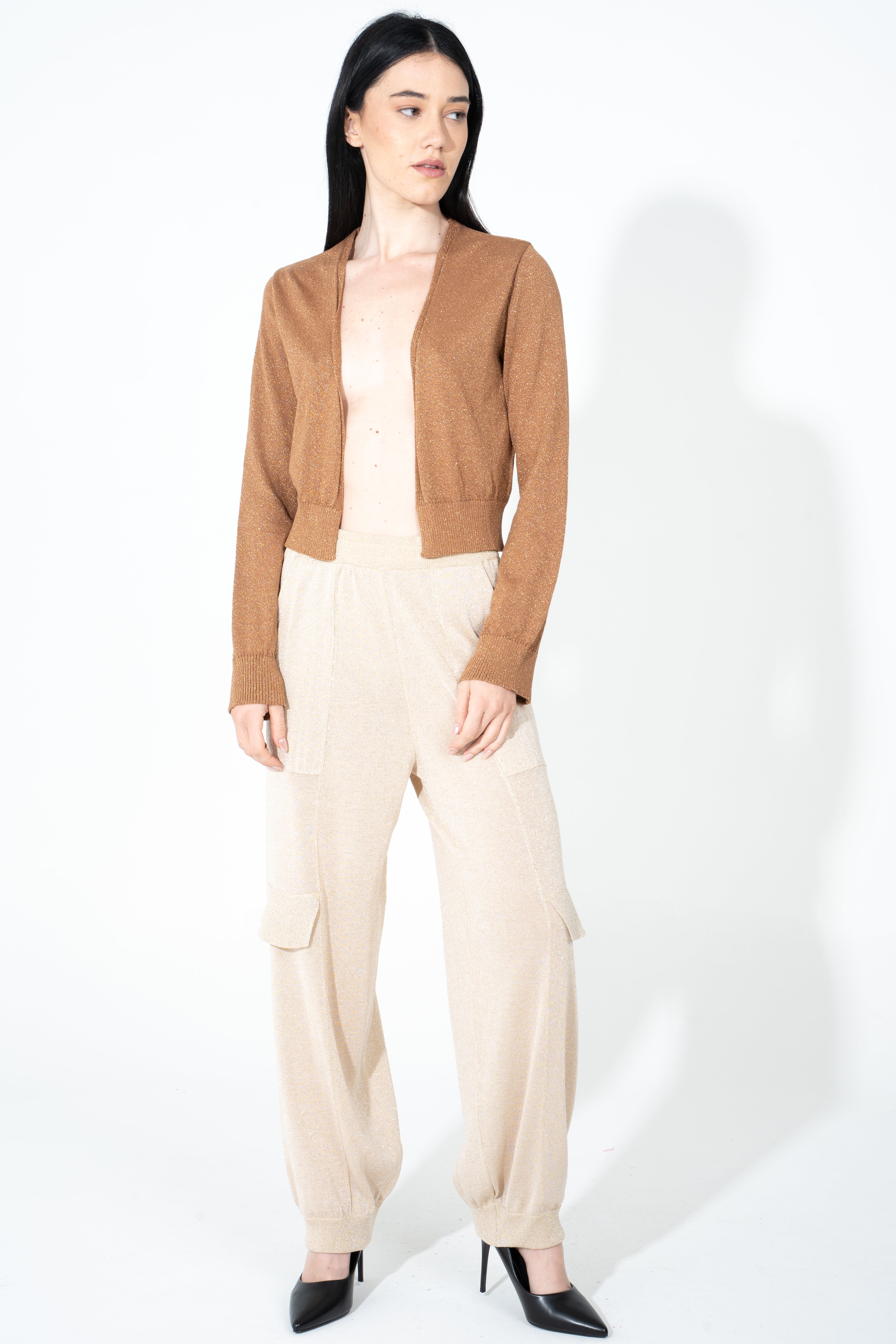 Coprispalle in maglia lurex