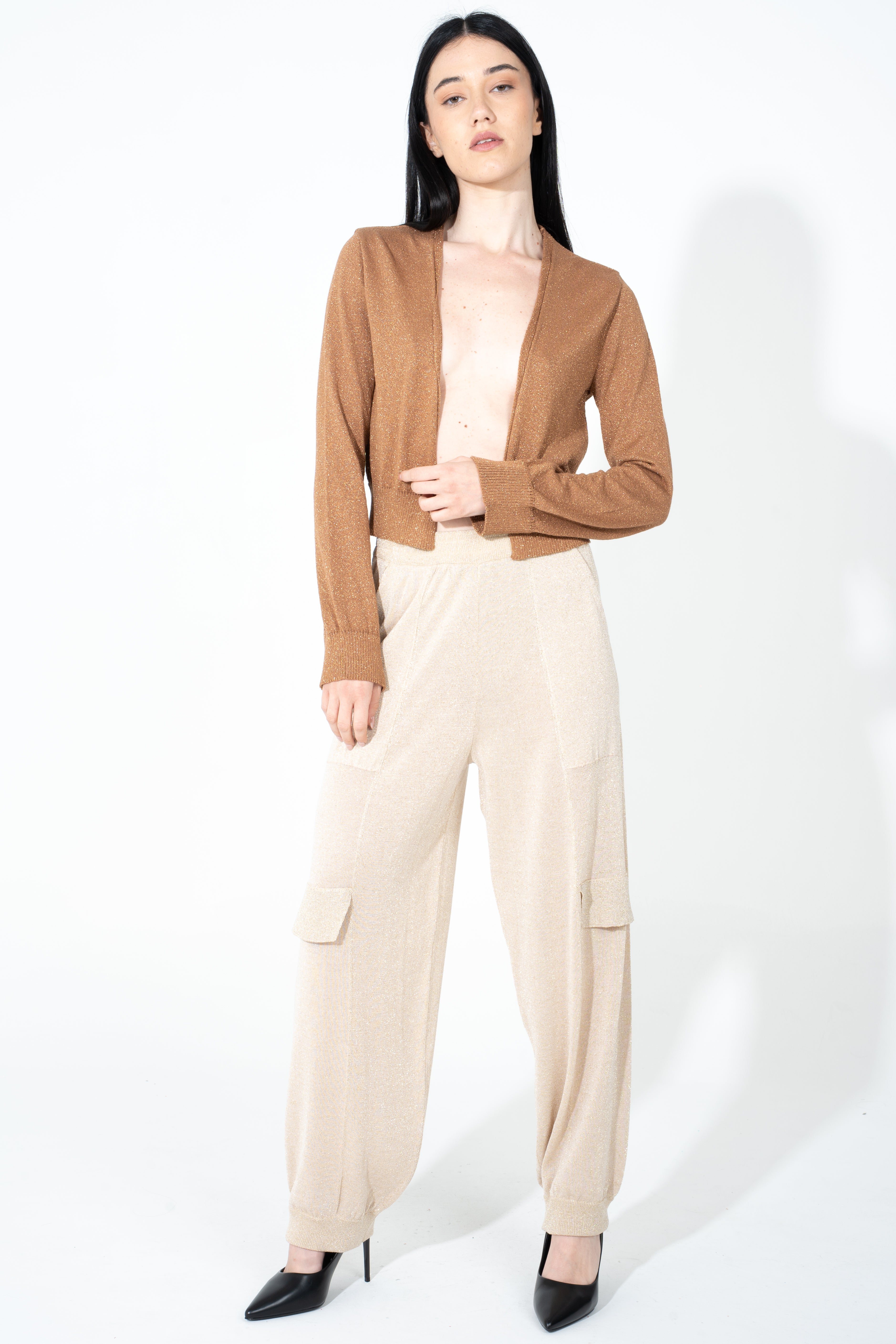 Coprispalle in maglia lurex