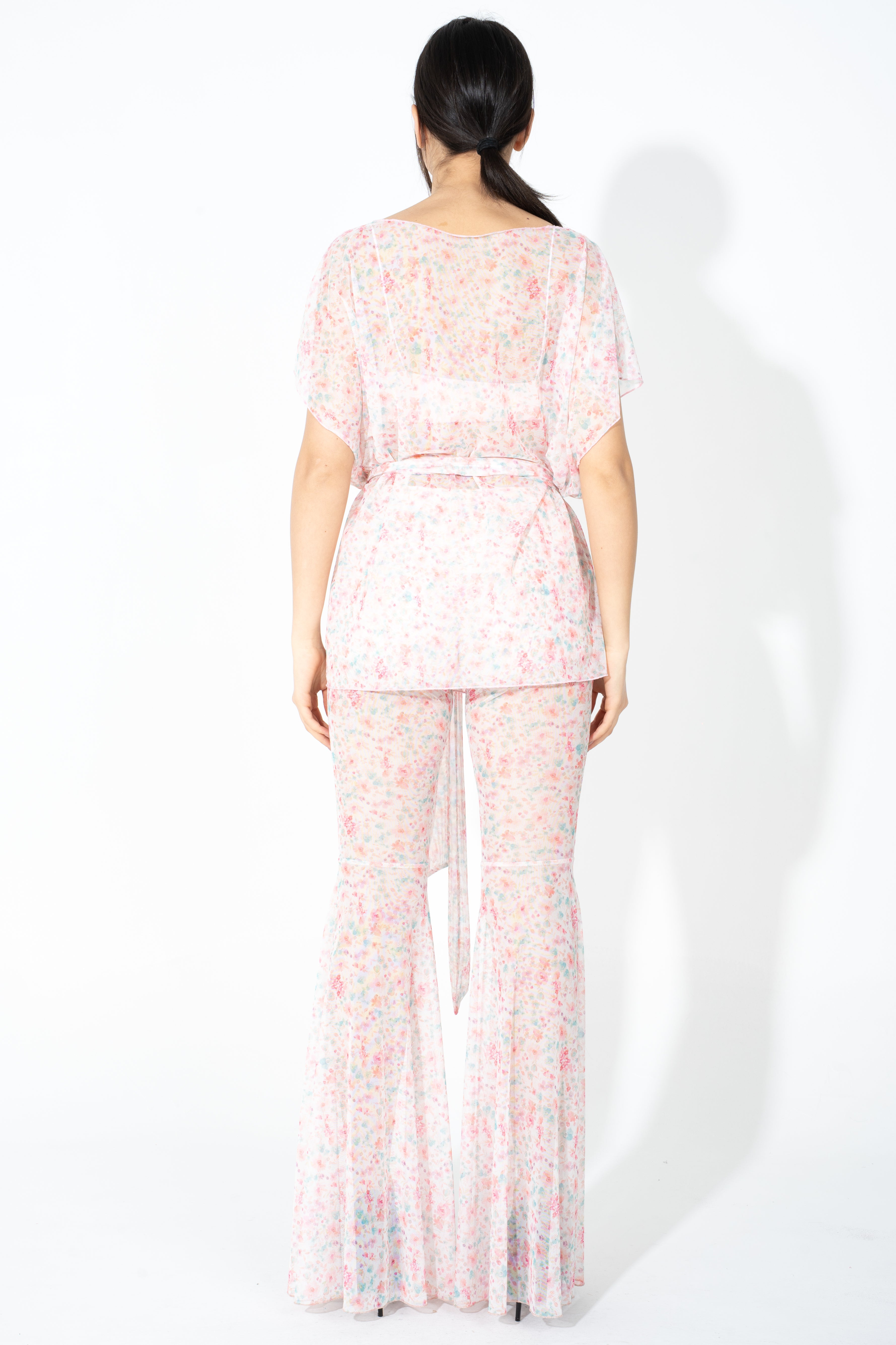 Pantalone ricamato a fiori