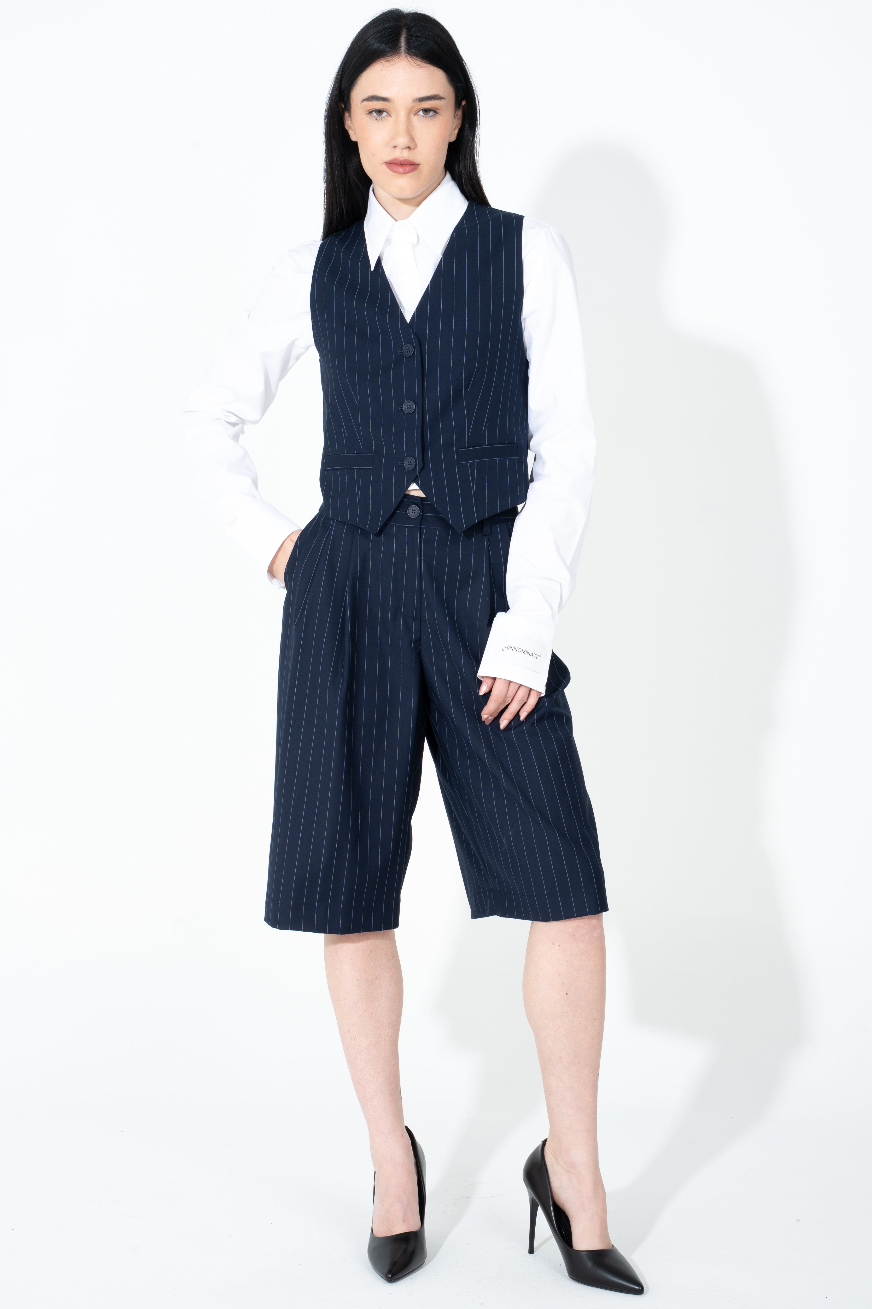 Gilet gessato in poliviscosa
