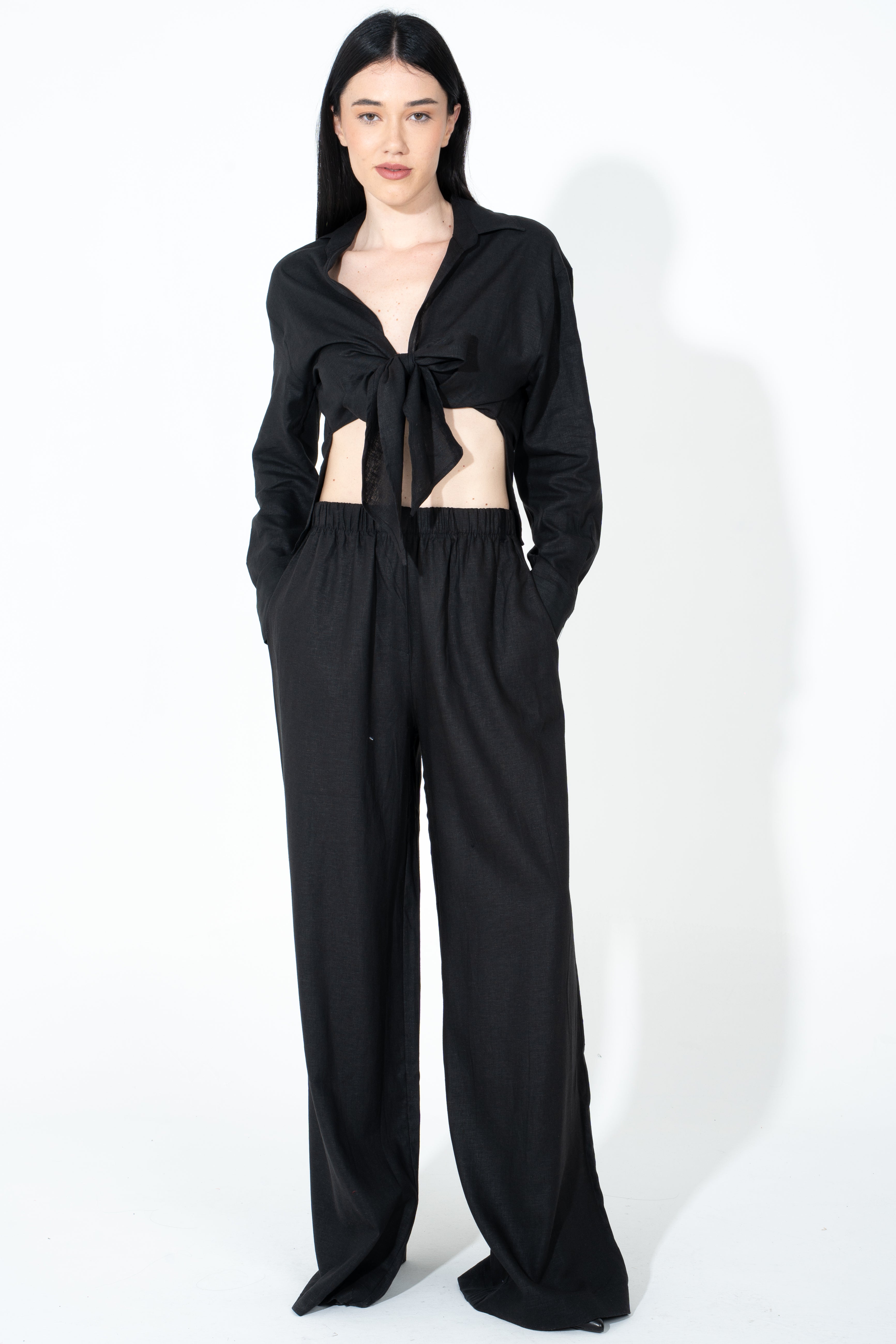 Camicia asimmetrica in lino