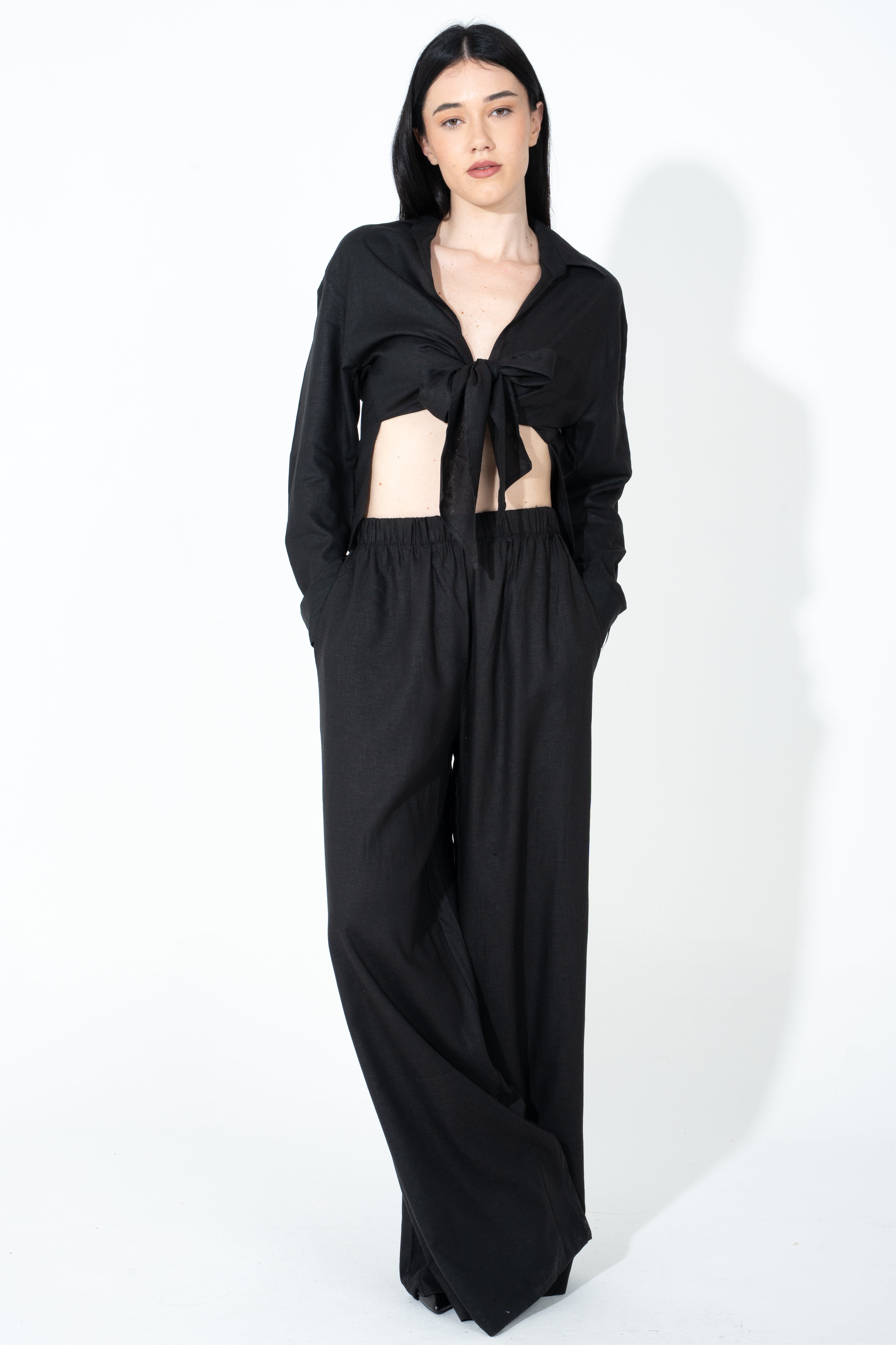 Pantalone palazzo in lino