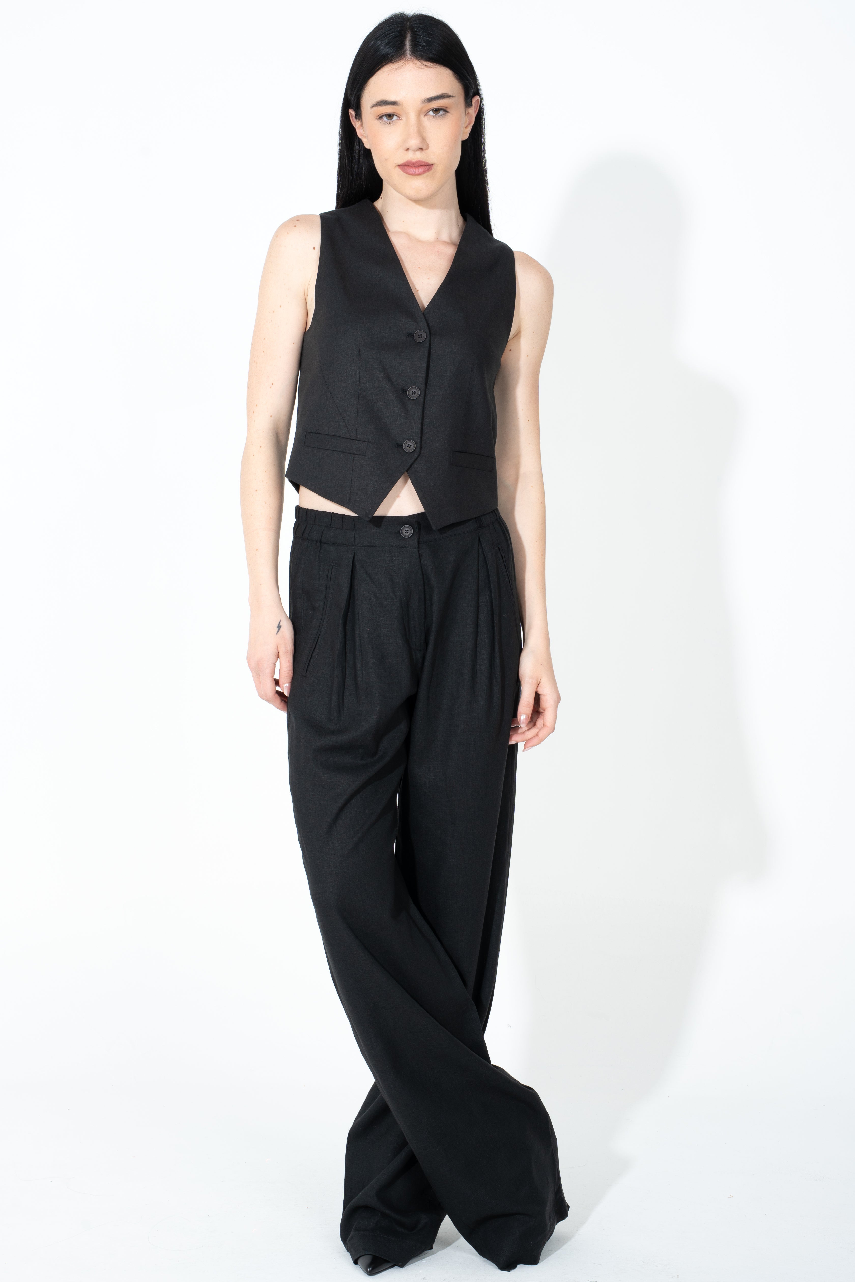 Pantalone palazzo in lino