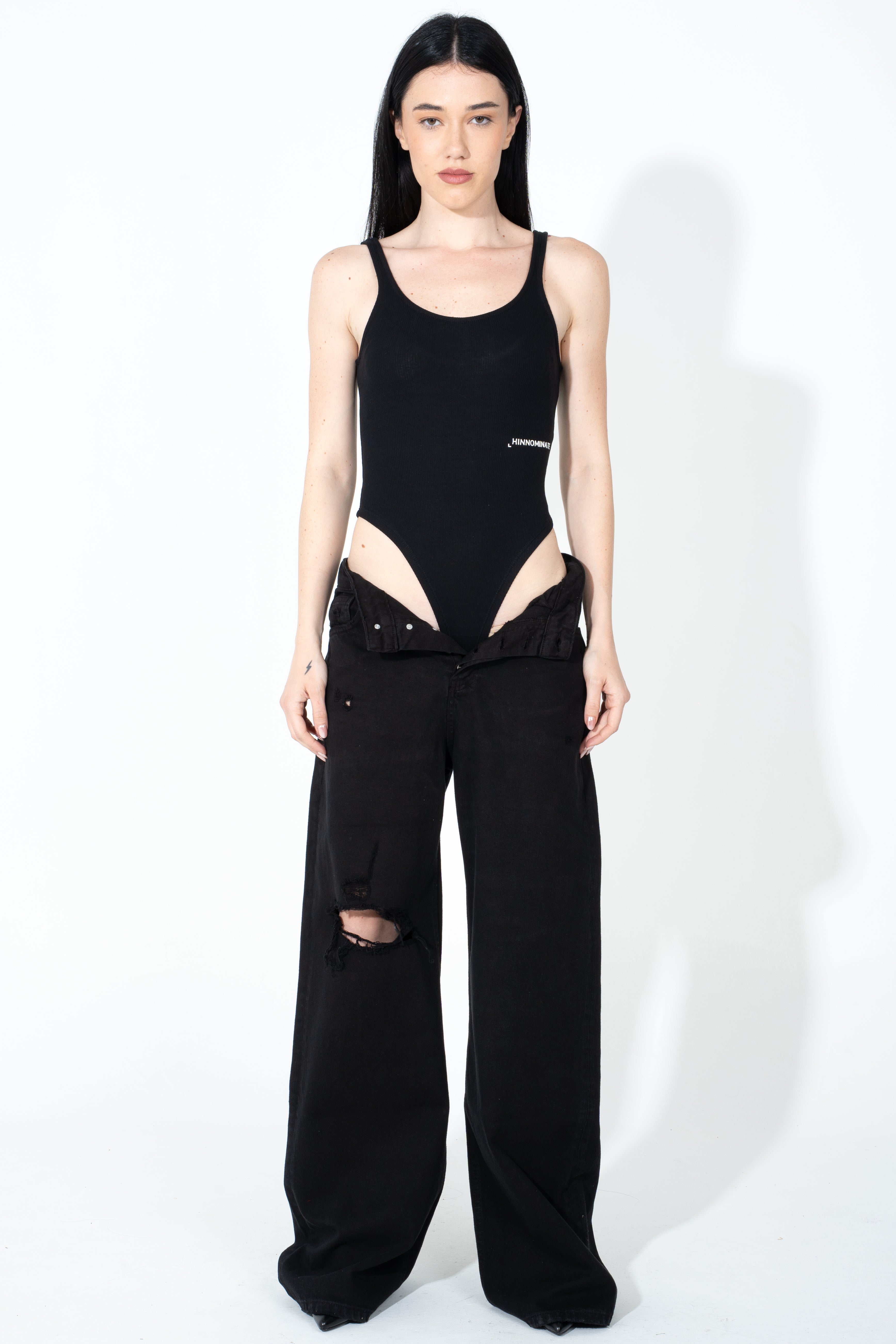 Pantalone in tessuto jeans con rotture